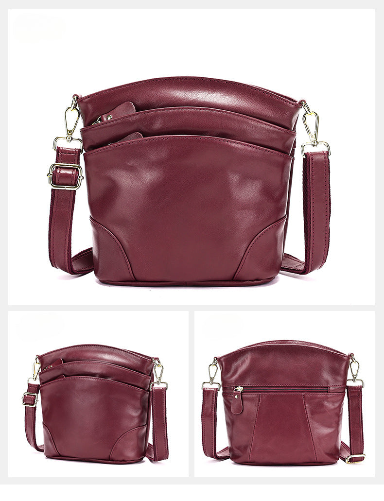 First-layer cowhide shoulder bag, soft cowhide bag, large-capacity genuine leather women's bucket bag.-Handbags-black-19.5cm*9.5cm*21cm-Free Shipping Leatheretro