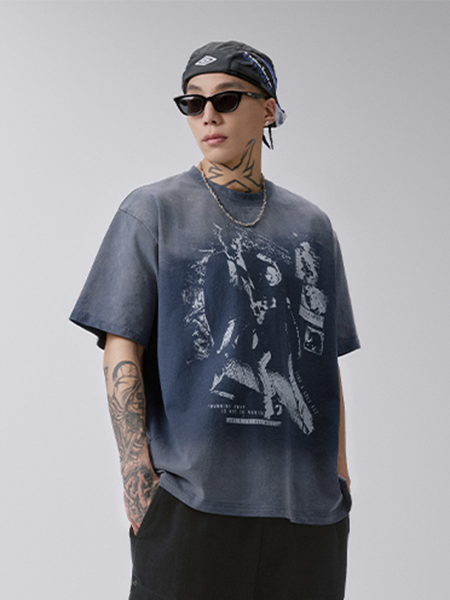 F2CE Gradient Washed Portrait Graphic T-Shirt-T Shirt-S-Free Shipping Leatheretro