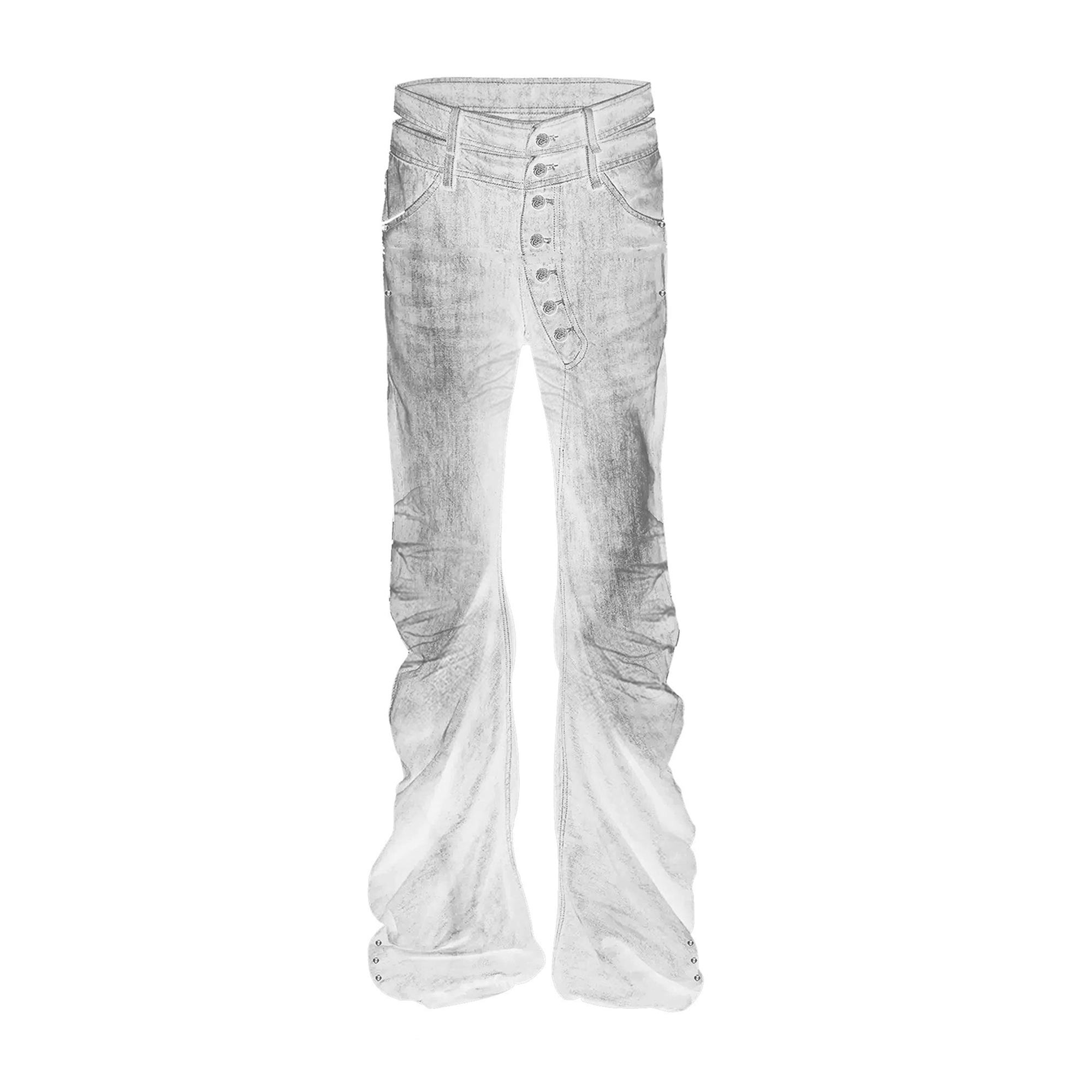 PAIKI Sword Slash Washed Curved Jeans-Jeans-S / 31"-White (Preorder)-Free Shipping Leatheretro