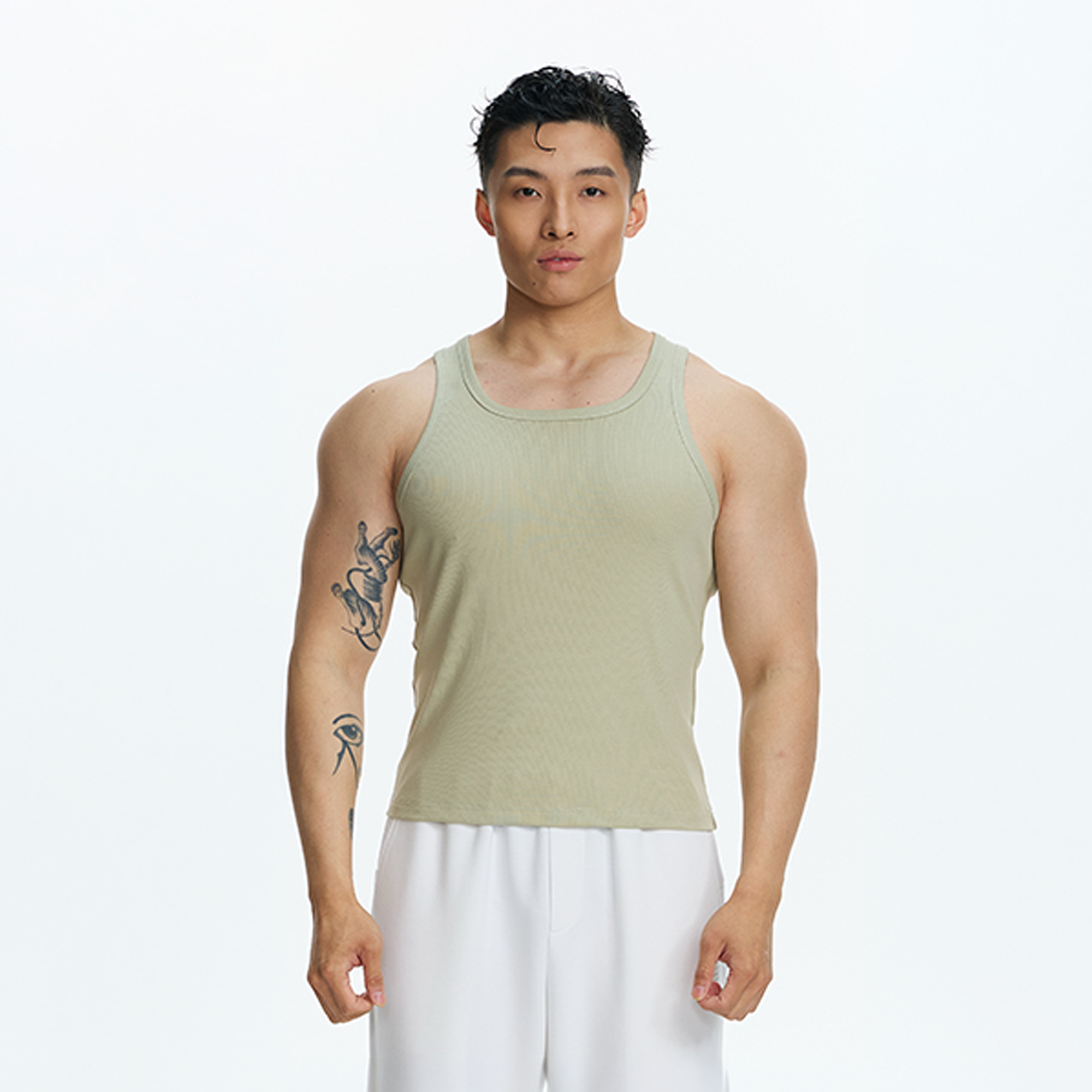 PUMPPLUS Ribbed Quick-Dry Slim Tank Top-Tank Top-M-Green-Free Shipping Leatheretro