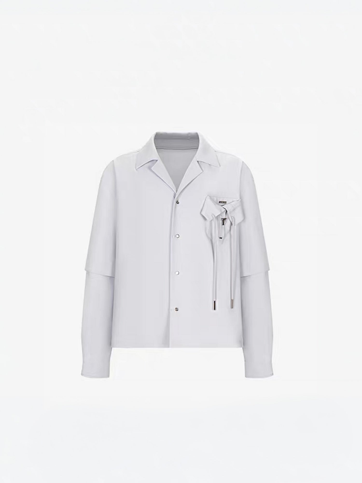 TIWILLTANG Detachable-Sleeve Tie-Pocket Shirt-Jacket-S-Blue-Free Shipping Leatheretro