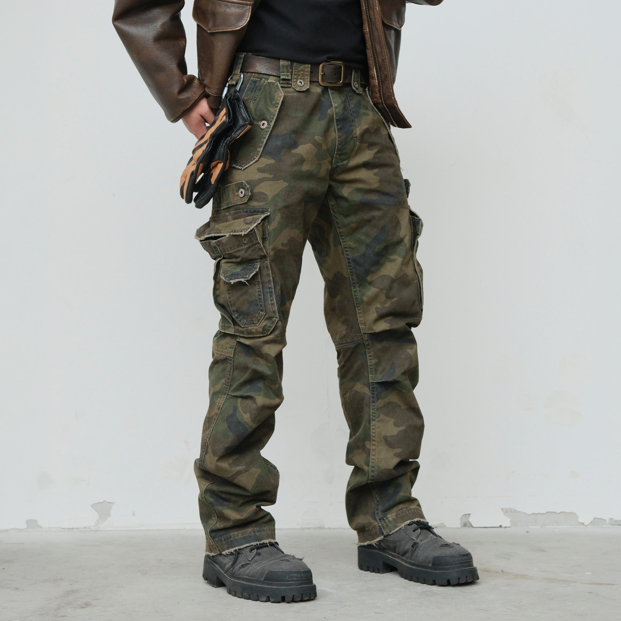 NEIGBORL Retro Multi-Pocket Camo Cargo Pants-Pants-S-Free Shipping Leatheretro