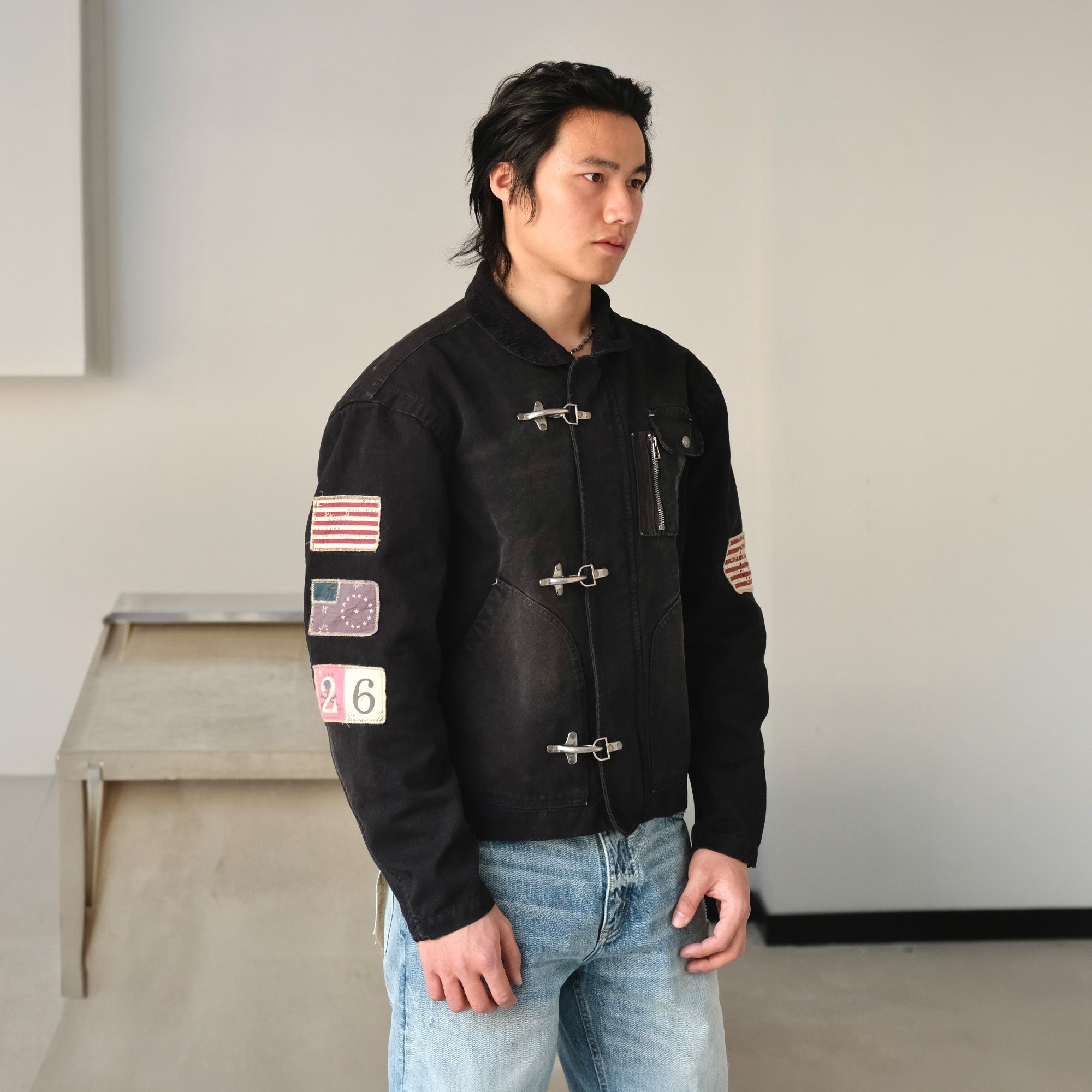 NEIGBORL Distressed Flight-Buckle Workwear Jacket-Jacket-S-Blue-Free Shipping Leatheretro