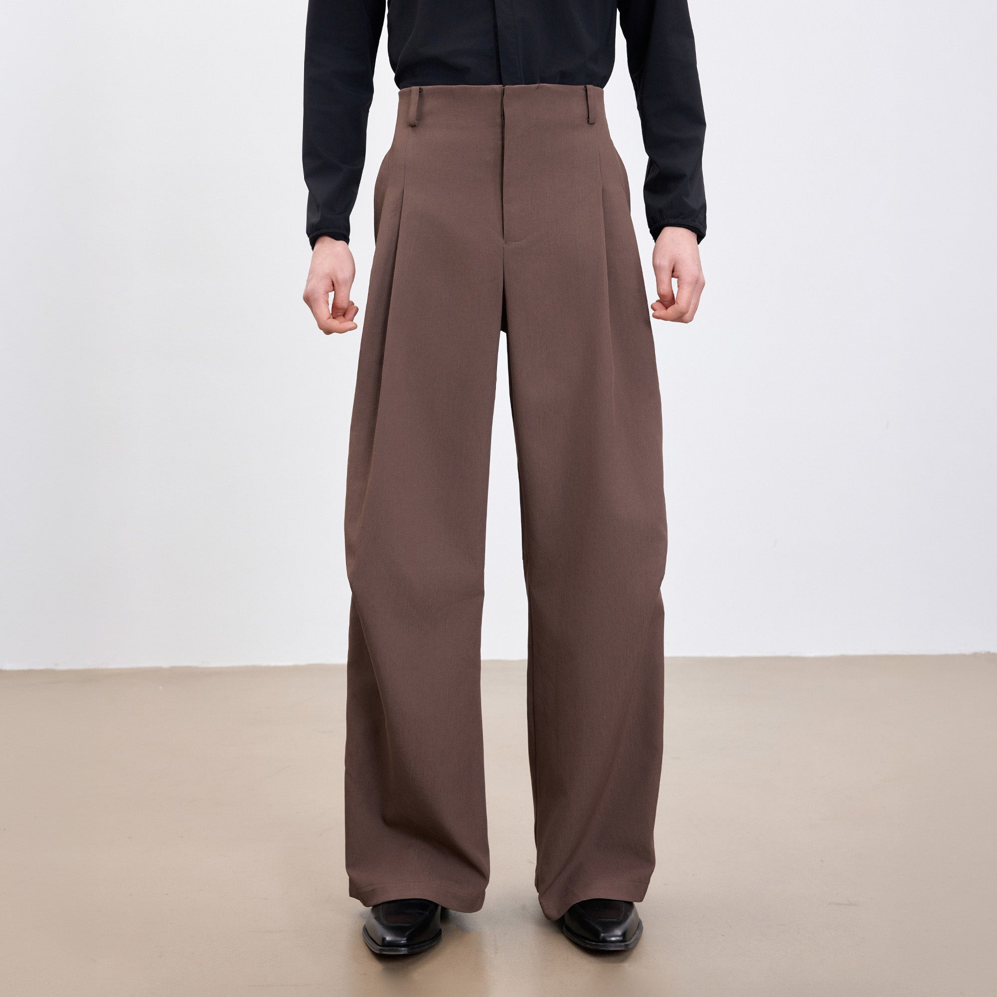TUIMU Double-Pleat Curved Trousers-Pants-S (Preorder)-Free Shipping Leatheretro