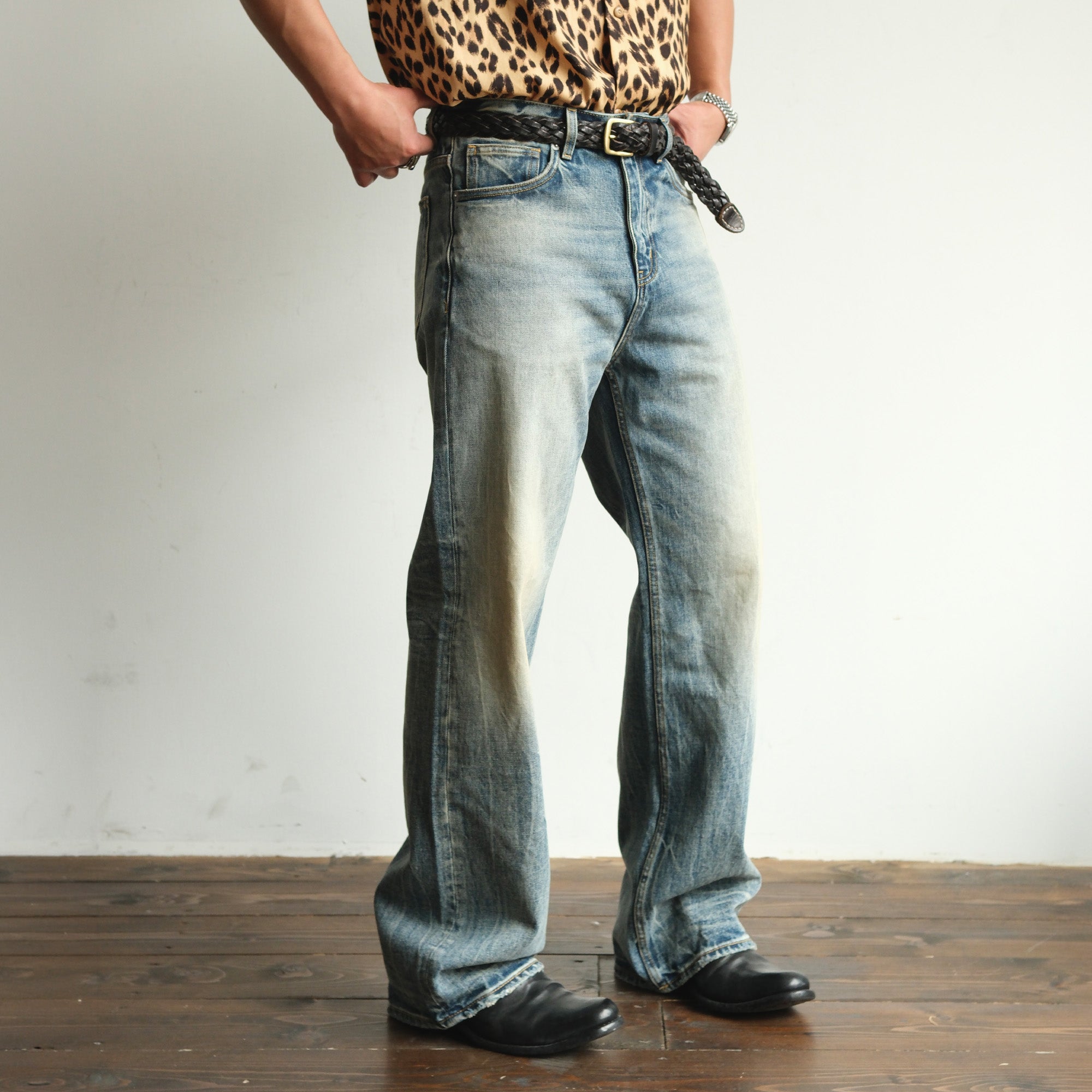 NEIGBORL Whiskering Washed Straight-Leg Jeans-Jeans-S-Free Shipping Leatheretro