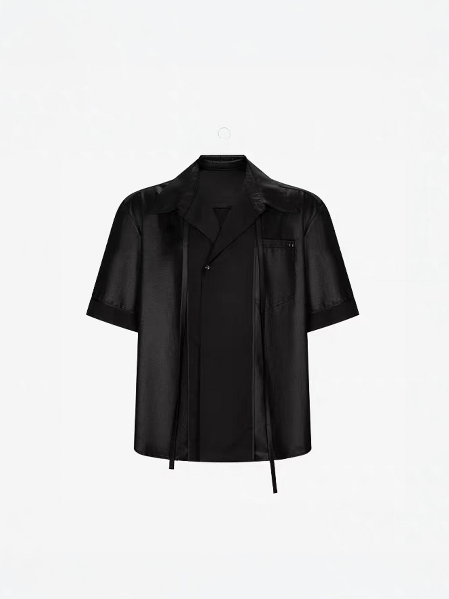 TIWILLTANG Draped Camp-Collar T Shirt-Jacket-S-Black-Free Shipping Leatheretro
