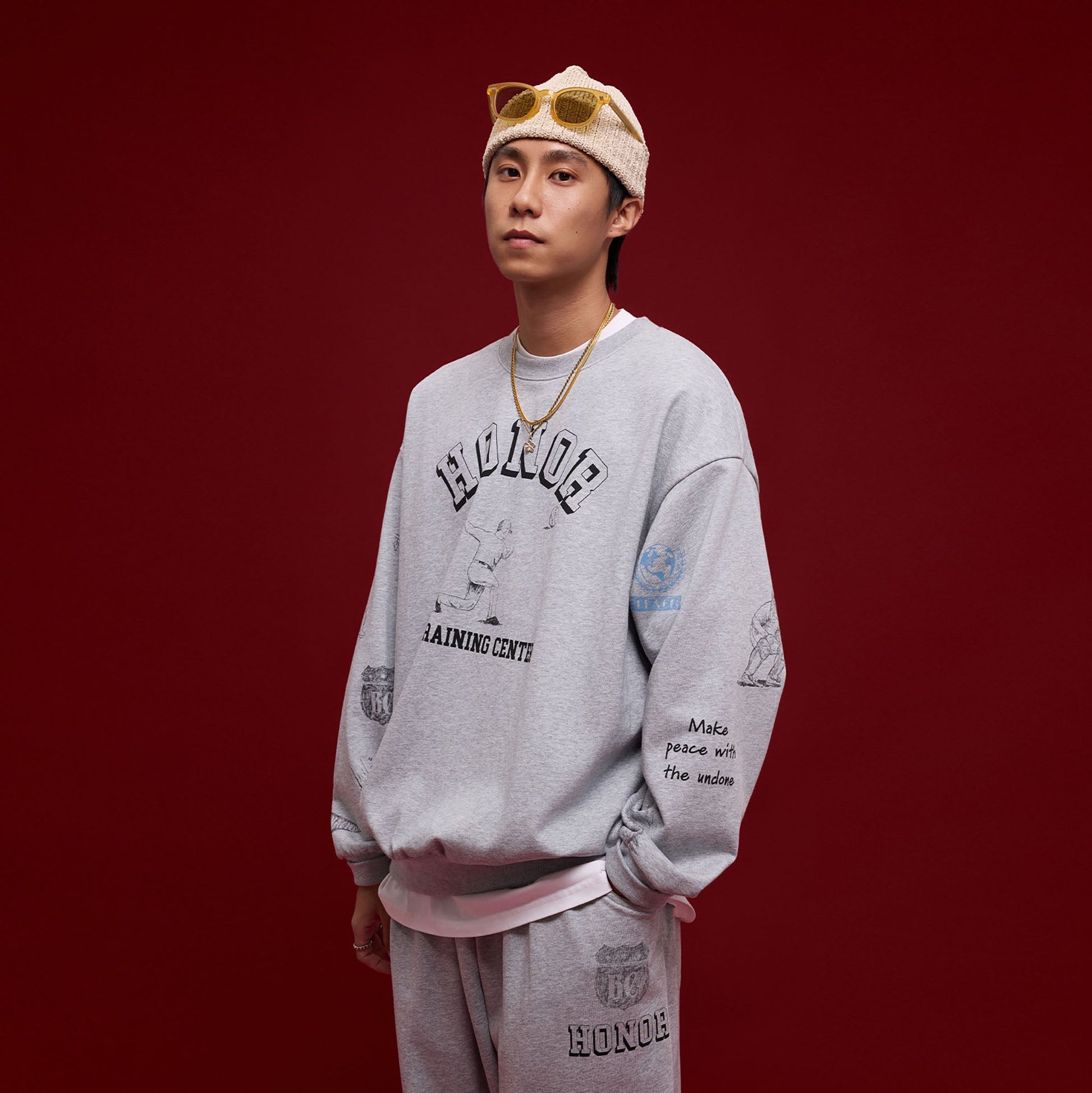 BANANA CLUB Classic Doodle Graphic Sweatshirt-Sweatshirt-S-Brown-Free Shipping Leatheretro