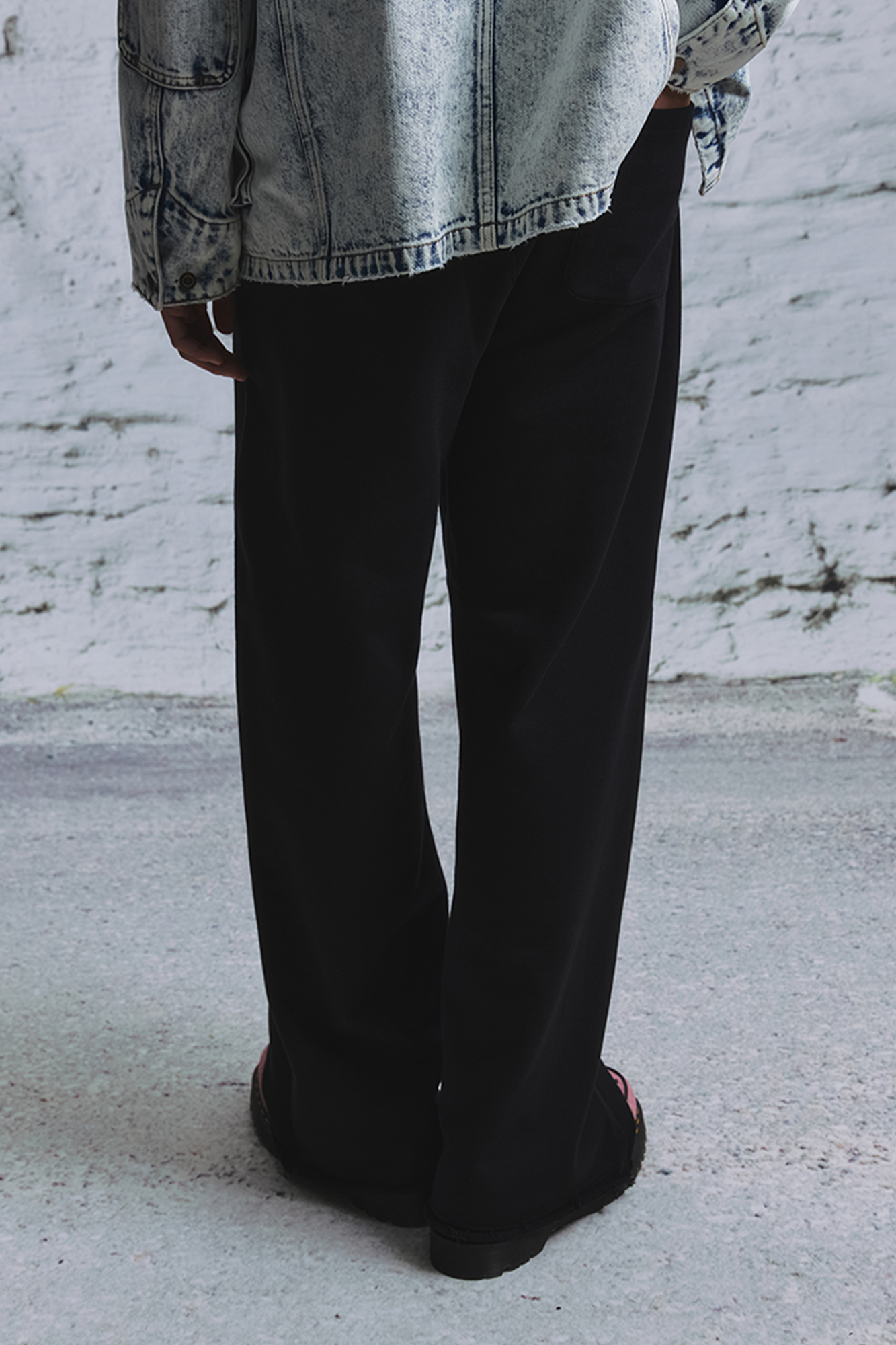NIANJIUYIKOUER Essential Raw-Edge Wide-Leg Sweatpants-Pants-XS-Black-Free Shipping Leatheretro