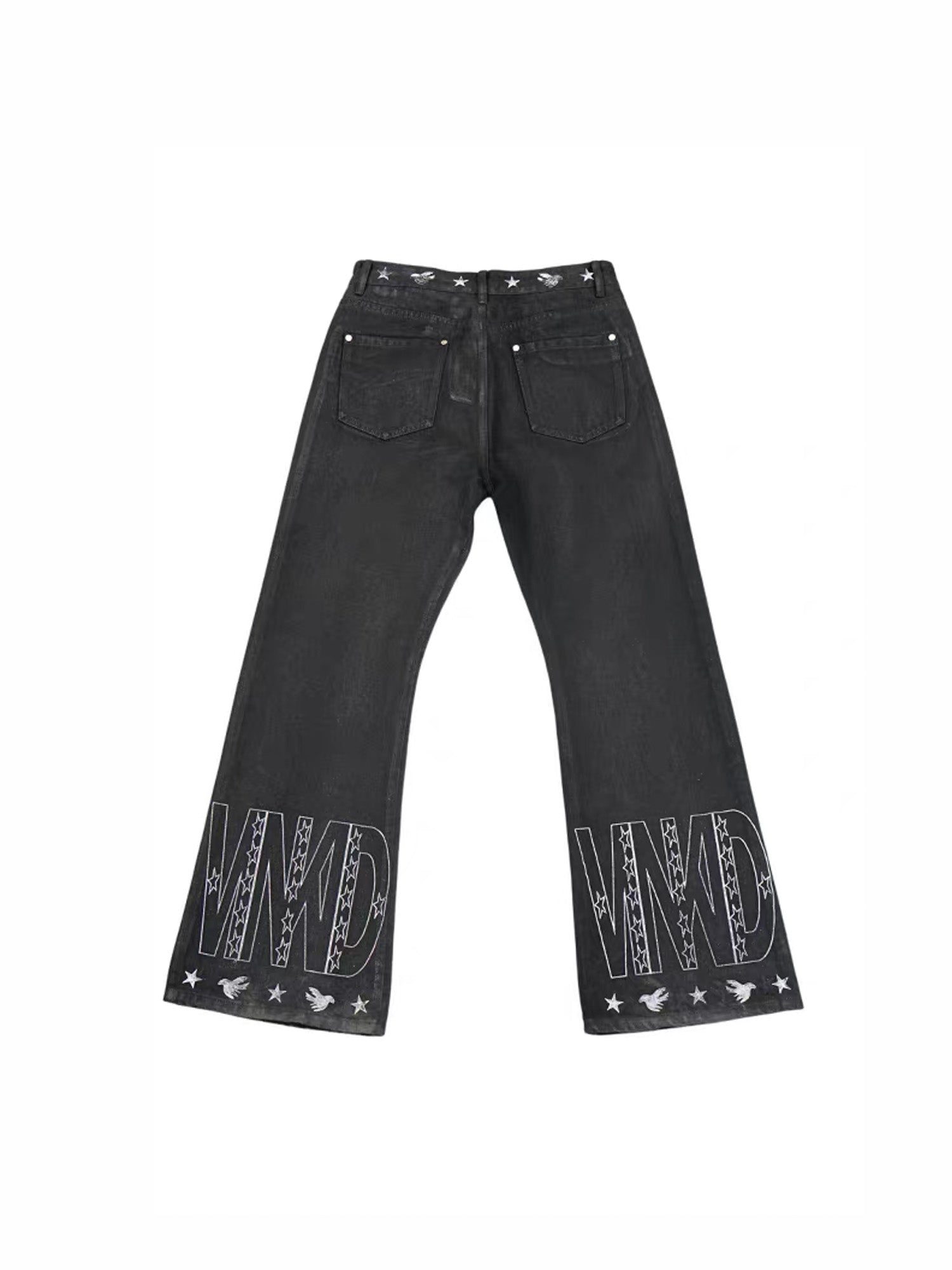 VINKID Star Graphic Crackle Waxed Jeans-Jeans-S-Free Shipping Leatheretro