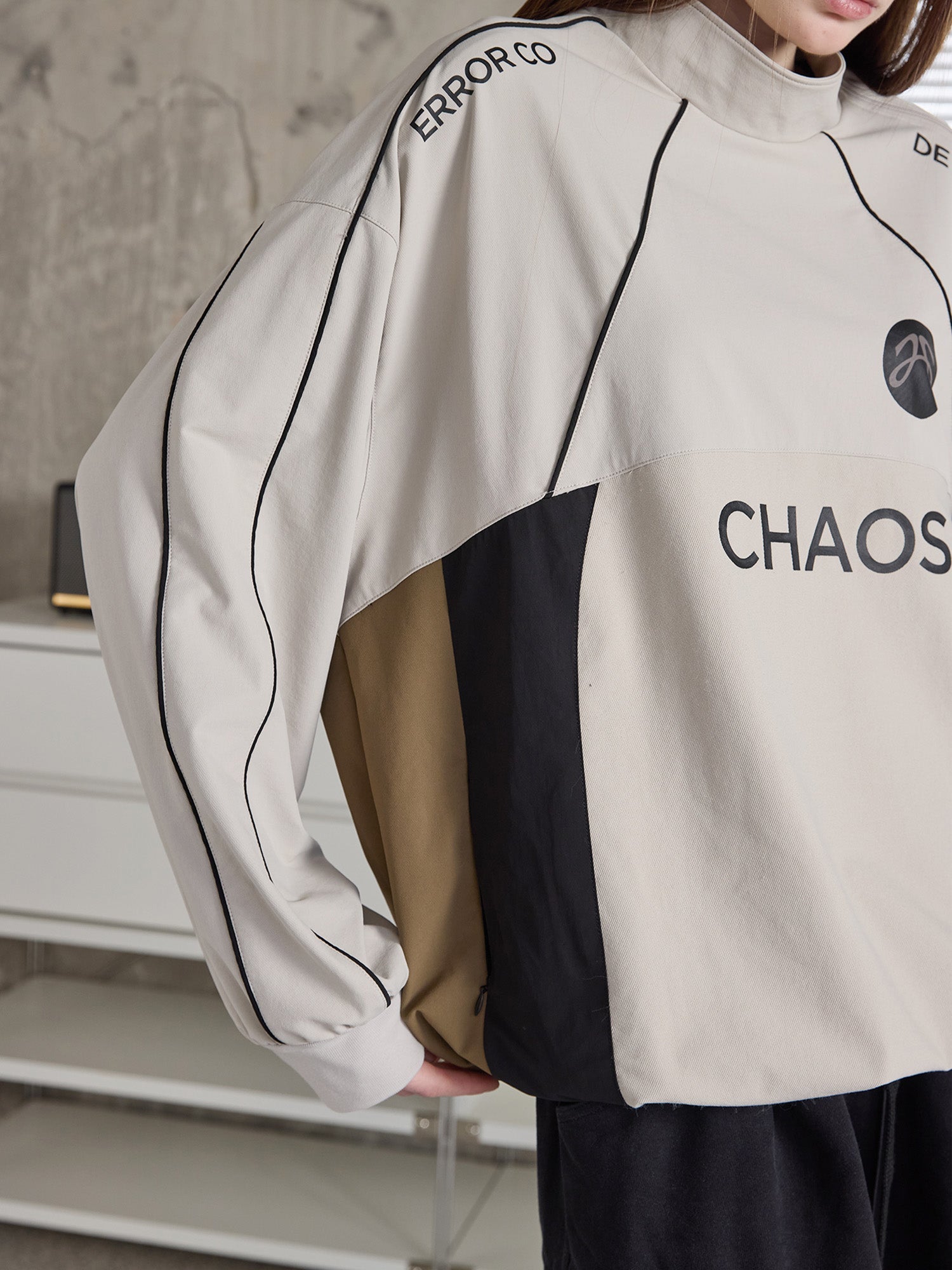 ERROR CODE ROBOT Graphic Contrast Paneled Pullover-Sweatshirt-S-Free Shipping Leatheretro
