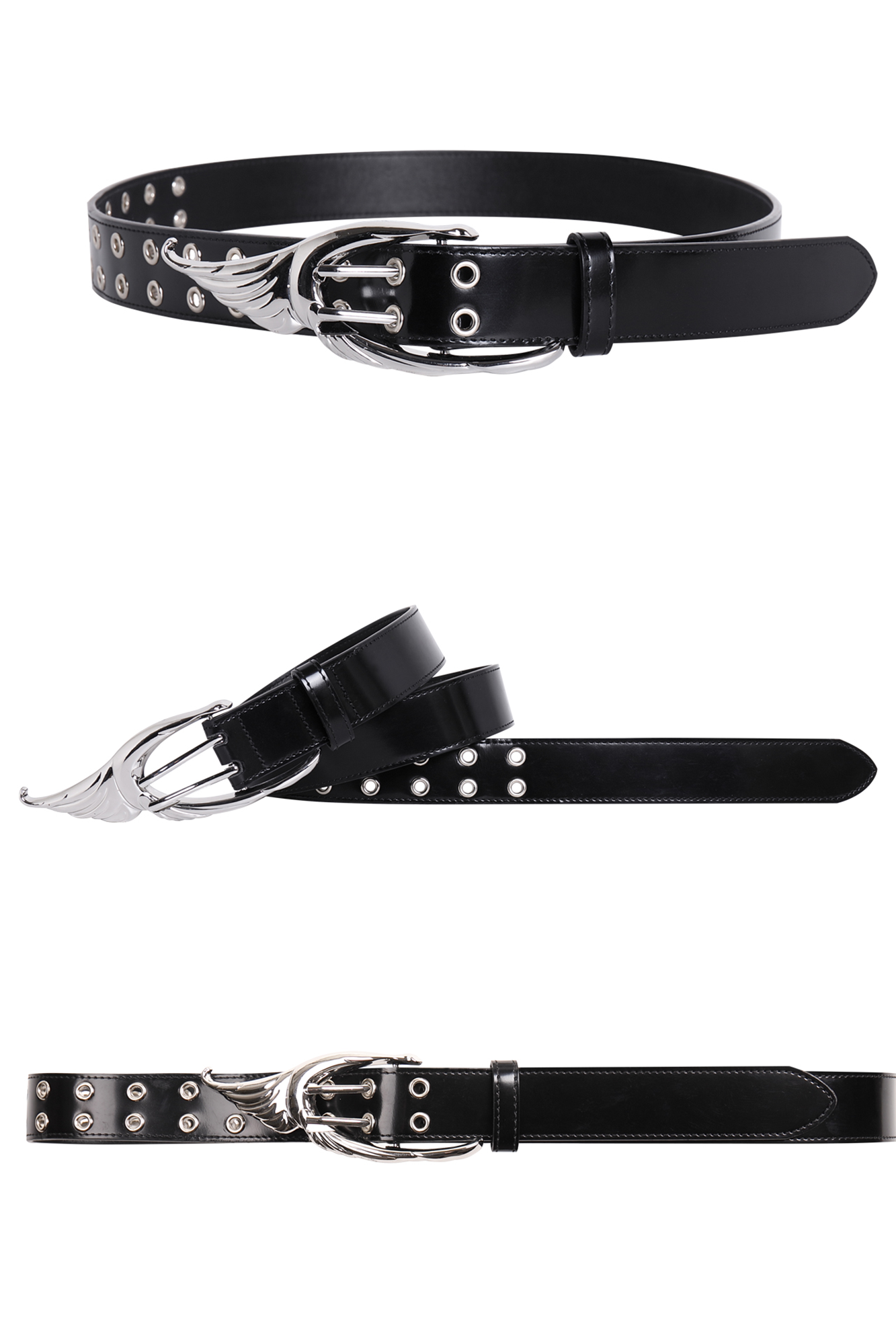 WHISTLEHUNTER Studded Gloss Leather Belt-Accessories-One Size (Preorder)-Free Shipping Leatheretro