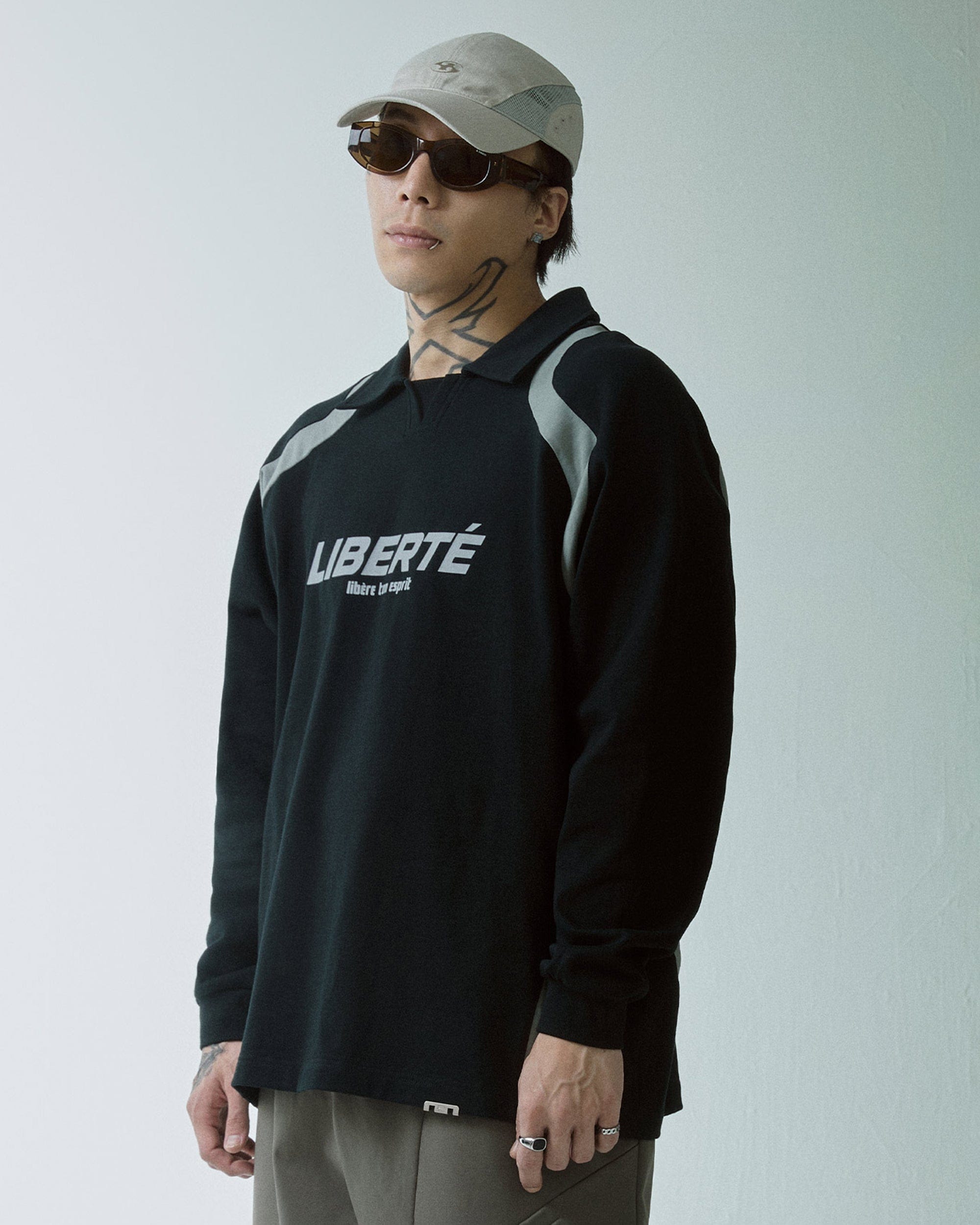 F2CE Retro Deconstructed Raglan Long-Sleeve Tee-L/S Tee-S-Black-Free Shipping Leatheretro