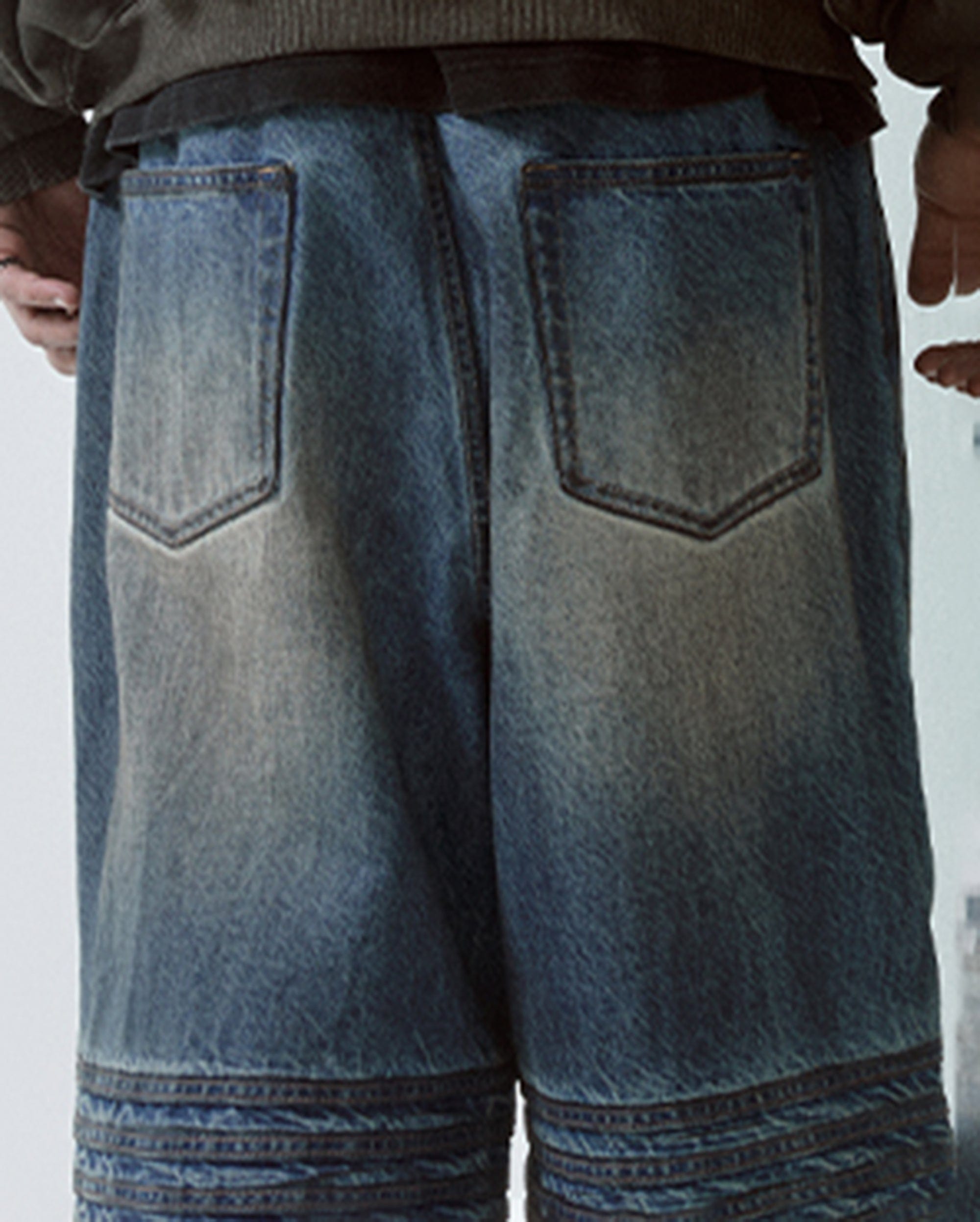 F2CE Retro Crinkled-Knee Washed Pants-Pants-S-Free Shipping Leatheretro