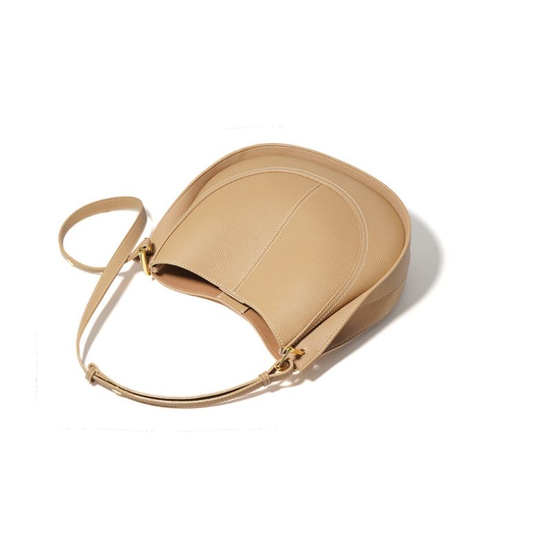 Luxury Soft Leather Crossbody Saddle Bag-Handbags-Beige-Free Shipping Leatheretro