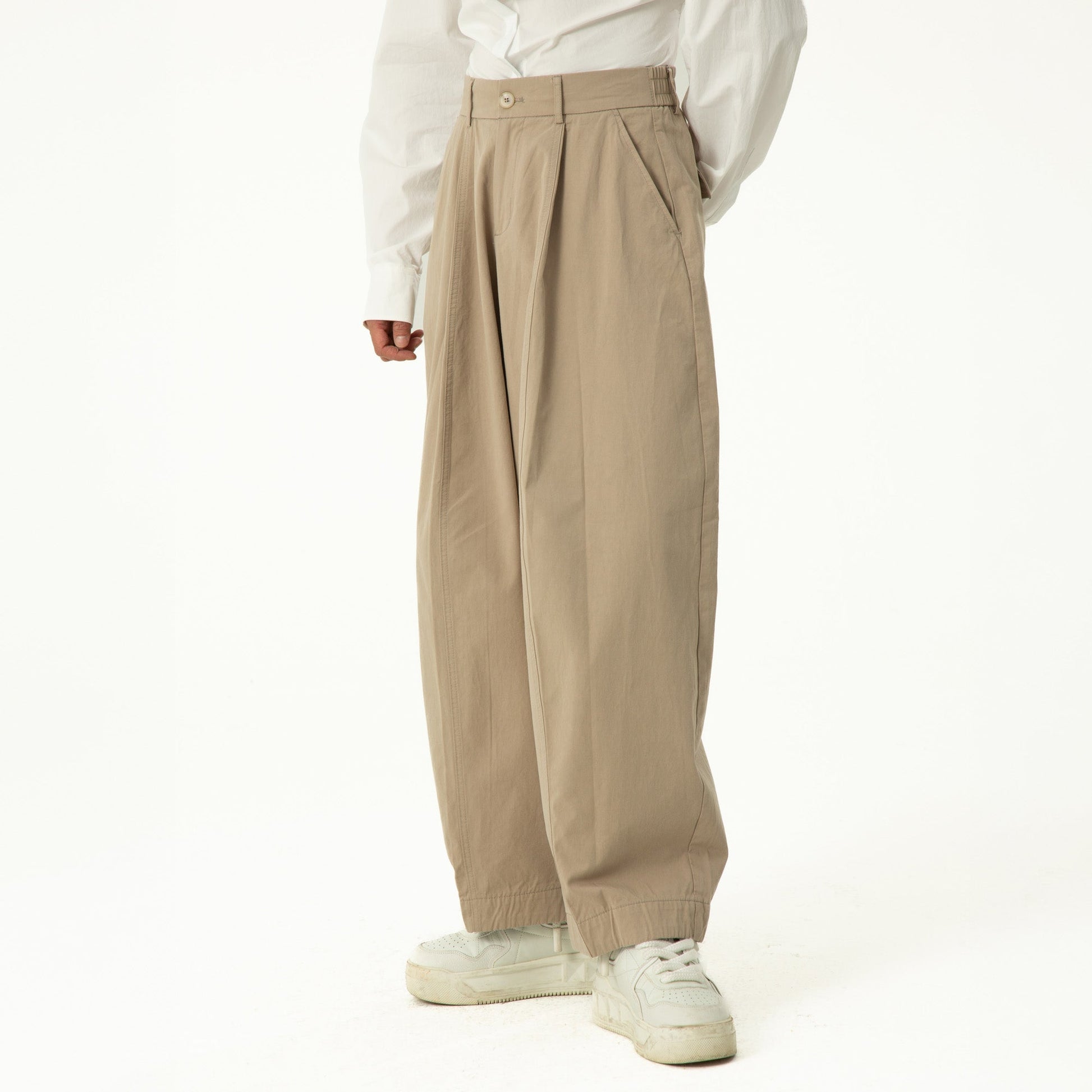 CLP High-Waist Curved Wide-Leg Pants-Pants-S-Black-Free Shipping Leatheretro