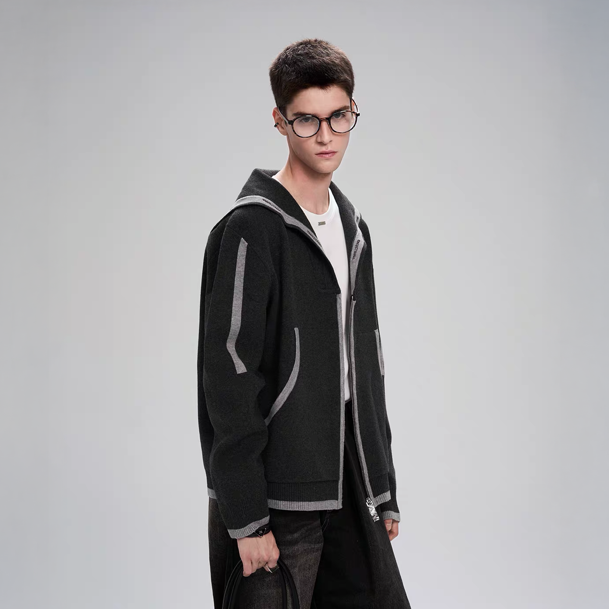 TIWILLTANG Contrast-Trim Sailor-Collar Jacket