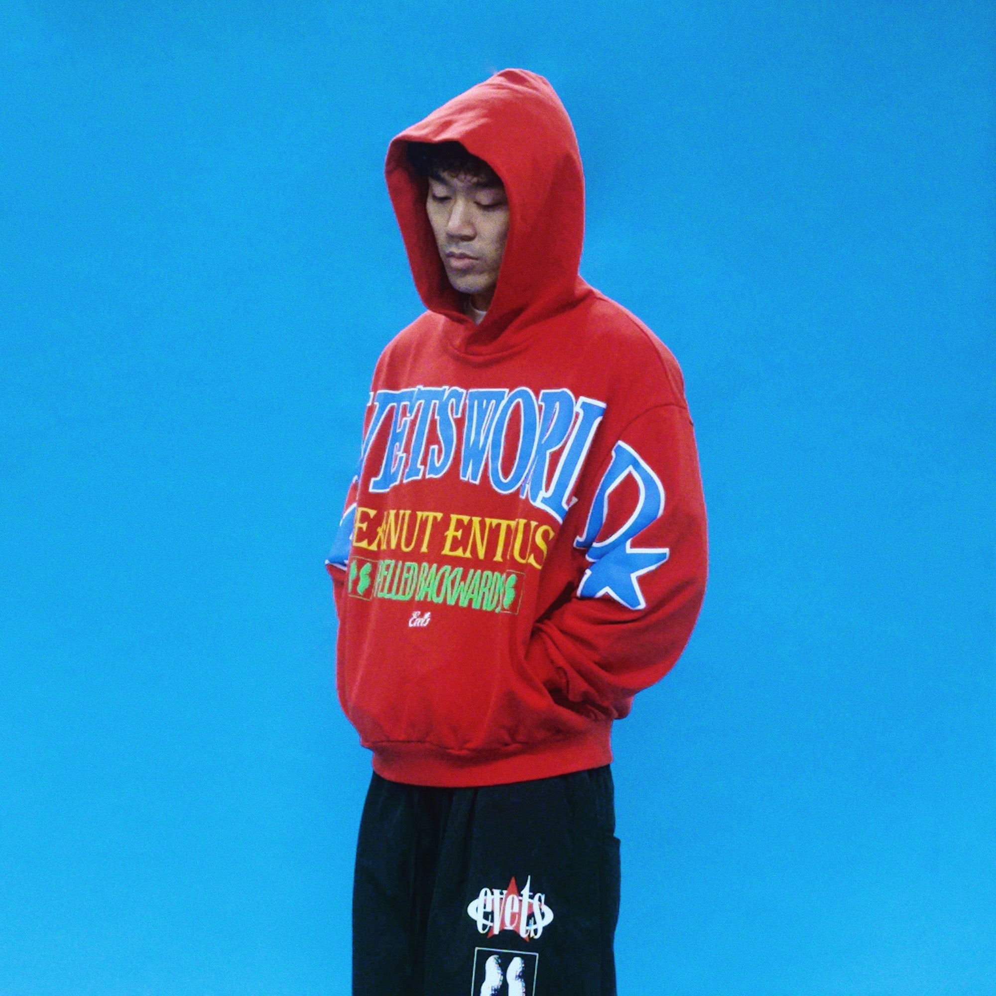 EVETS Foam Print Graphic Hoodie-Jacket-S-Red-Free Shipping Leatheretro
