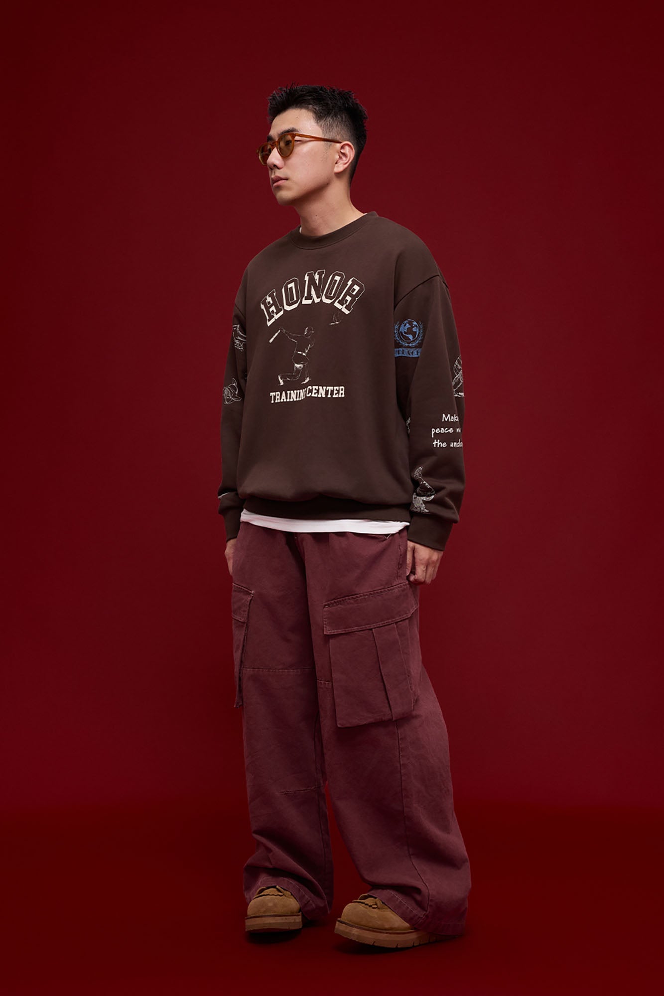 BANANA CLUB Classic Doodle Graphic Sweatshirt-Sweatshirt-S-Brown-Free Shipping Leatheretro