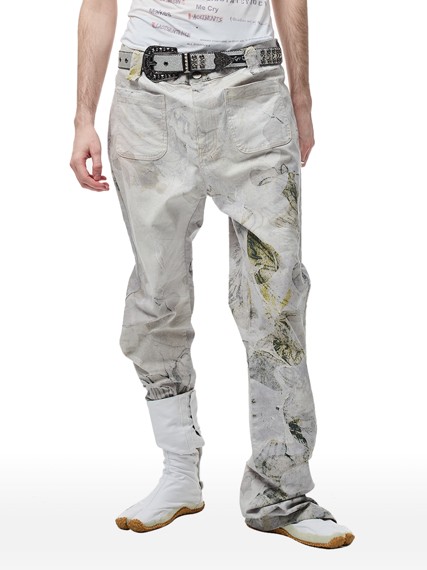 CYCYCY Floral Lace Full-Print Flared Jeans-Jeans-XXS / 27"-Free Shipping Leatheretro
