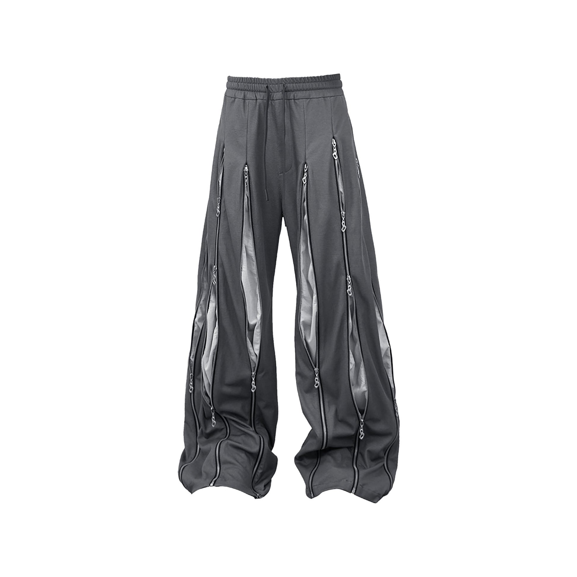 RELABEL Layered Multi-Zip Drawstring Sweatpants Gray-Pants-XS-Free Shipping Leatheretro