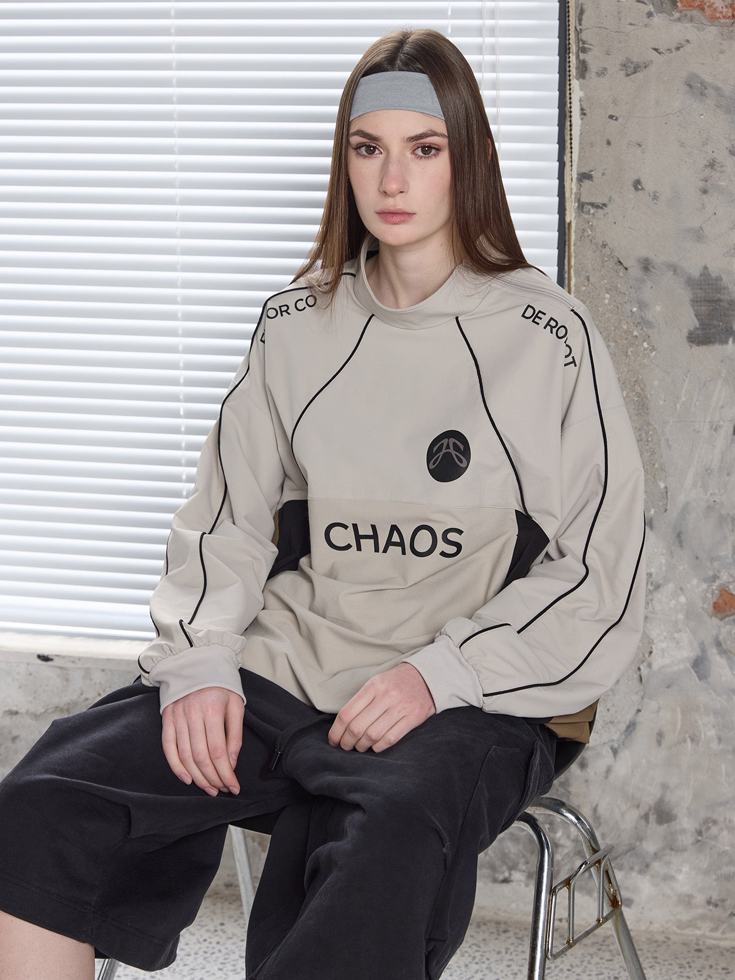 ERROR CODE ROBOT Graphic Contrast Paneled Pullover-Sweatshirt-S-Free Shipping Leatheretro