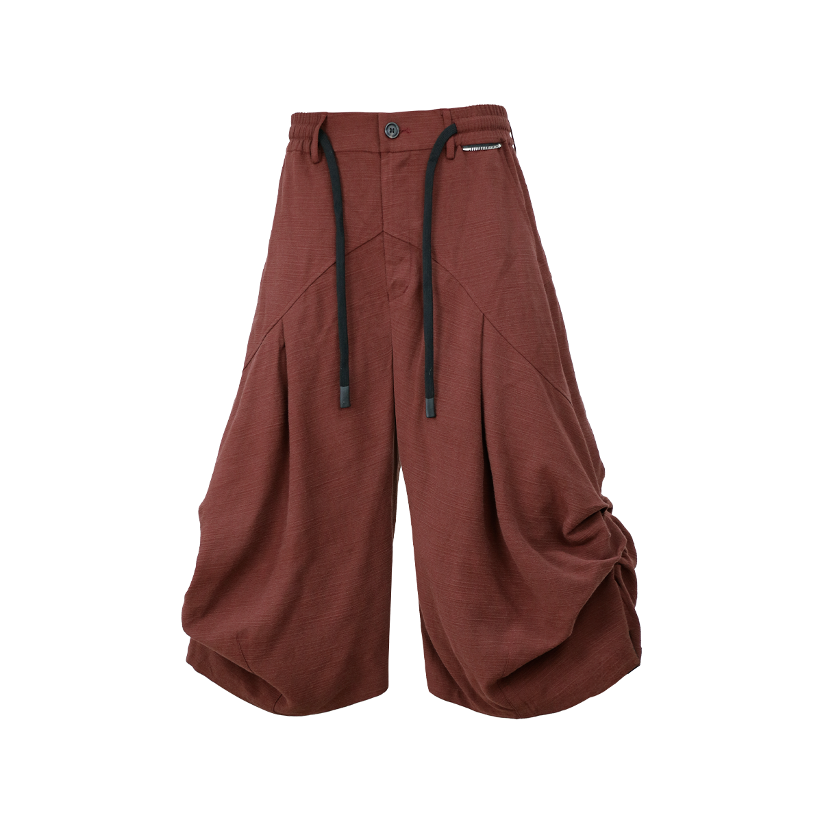 RELABEL Ruched Tencel-Acetate Oversized Shorts-Shorts-XS-Red-Free Shipping Leatheretro