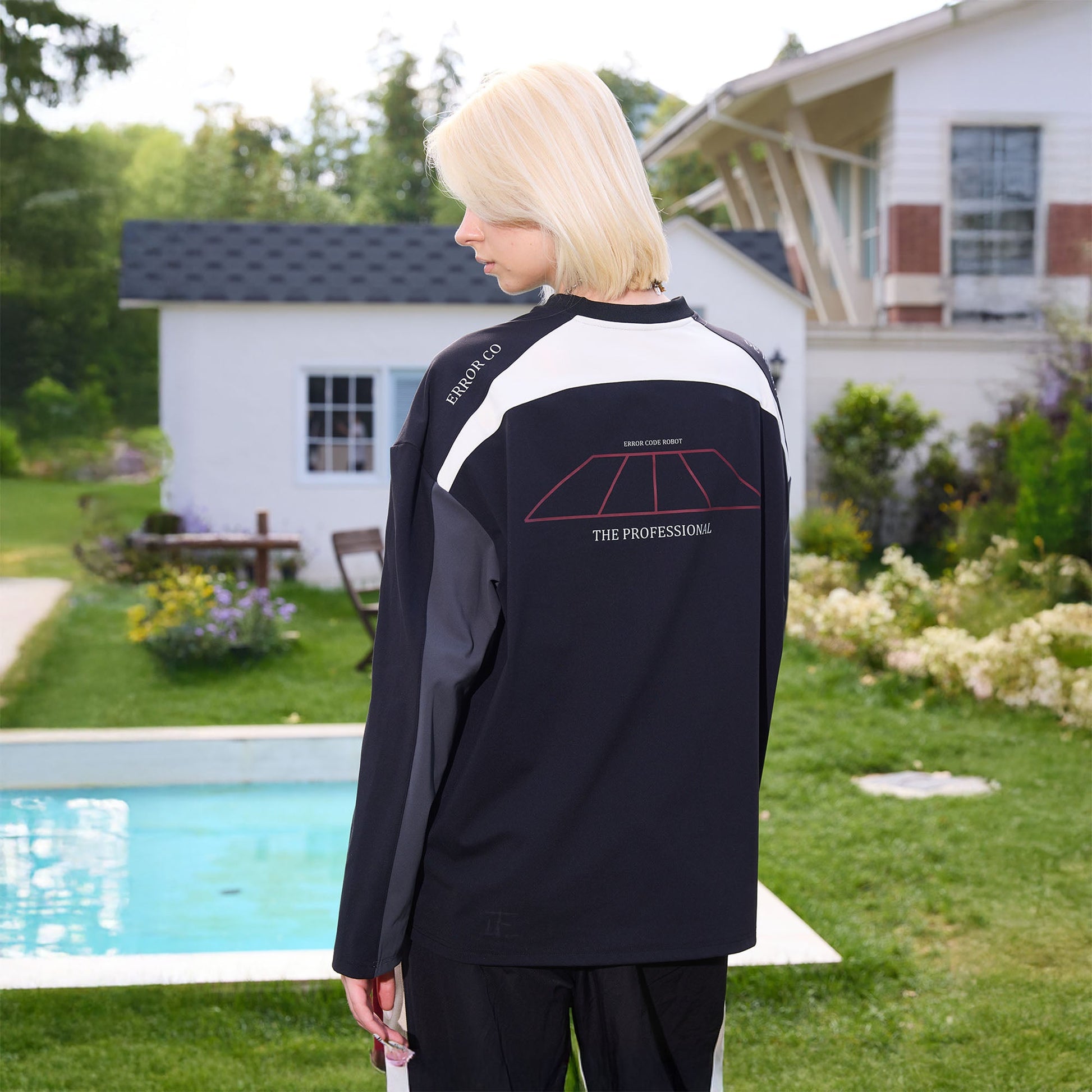 ERROR CODE ROBOT Athletic Contrast Paneled Long-Sleeve Tee-L/S Tee-S (Preorder)-Free Shipping Leatheretro