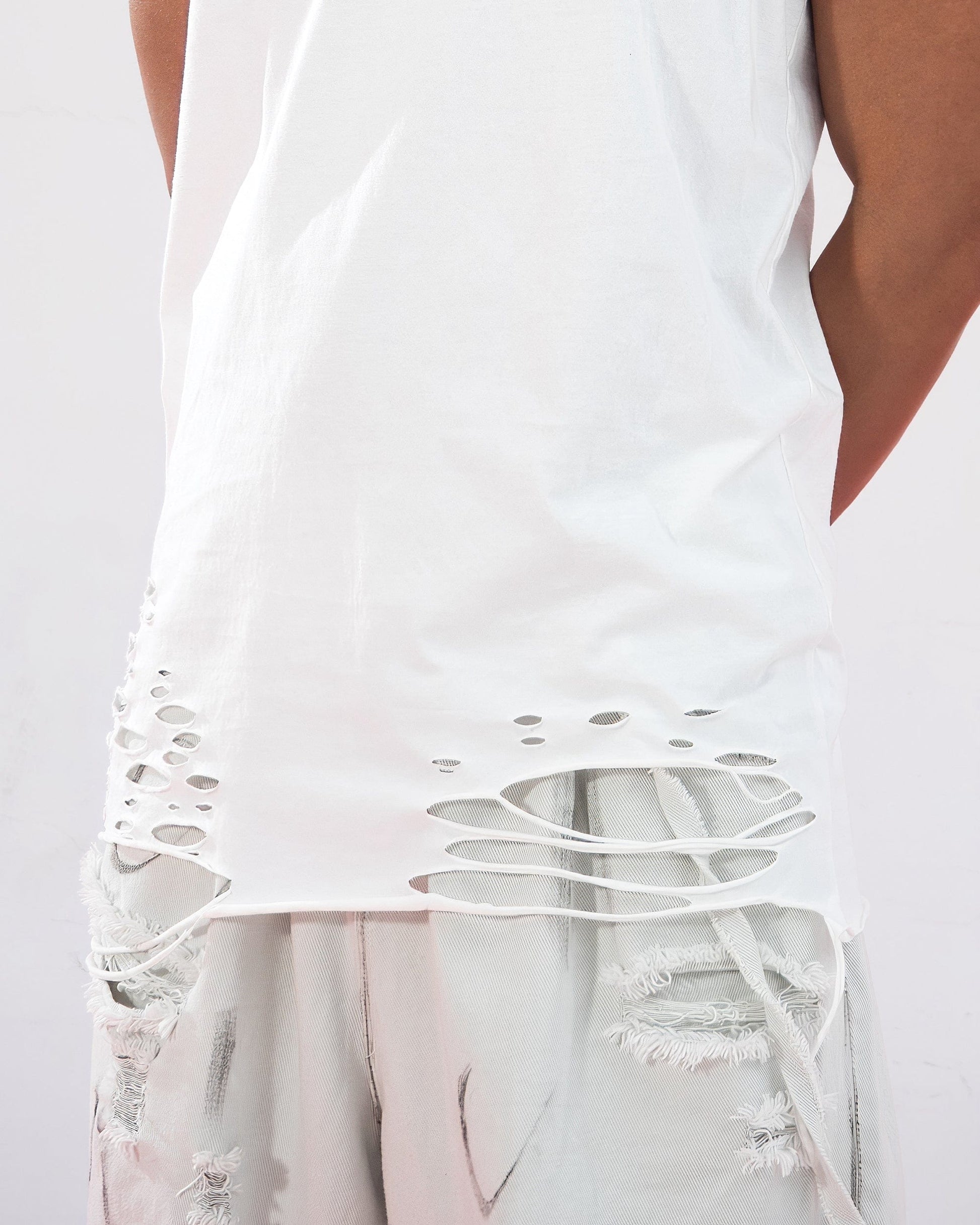 CLP Ripped Tank Top-Tank Top-M-White-Free Shipping Leatheretro