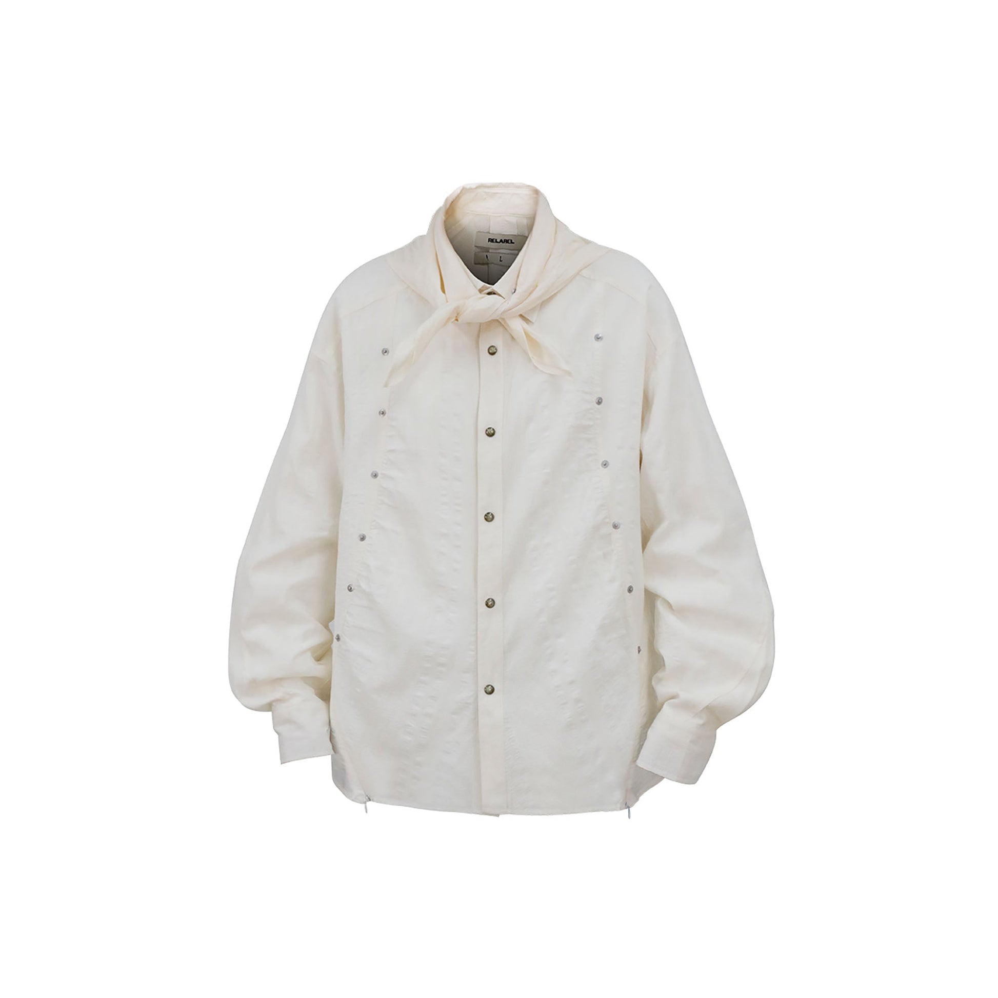 RELABEL Studded Detachable Scarf Shirt White-Shirt-XS (Preorder)-Free Shipping Leatheretro