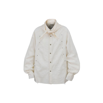 RELABEL Studded Detachable Scarf Shirt White-Shirt-XS (Preorder)-Free Shipping Leatheretro