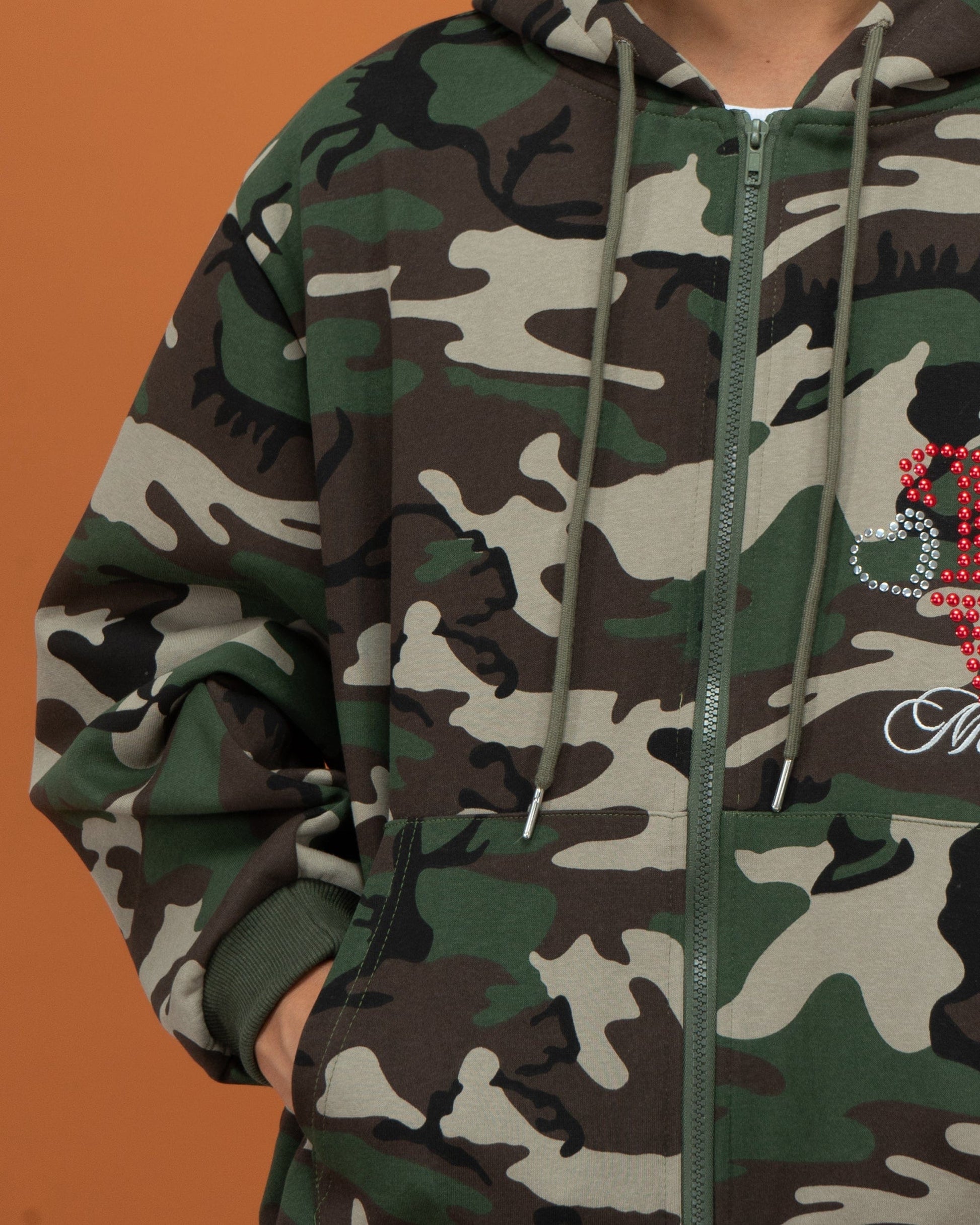 CLP Camo Studded Zip-Up Hoodie-Jacket-M-Free Shipping Leatheretro