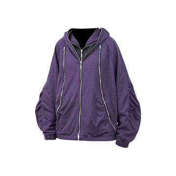 RELABEL Layered Multi-Zip Mask Hood Jacket Purple-Jacket-XS-Free Shipping Leatheretro