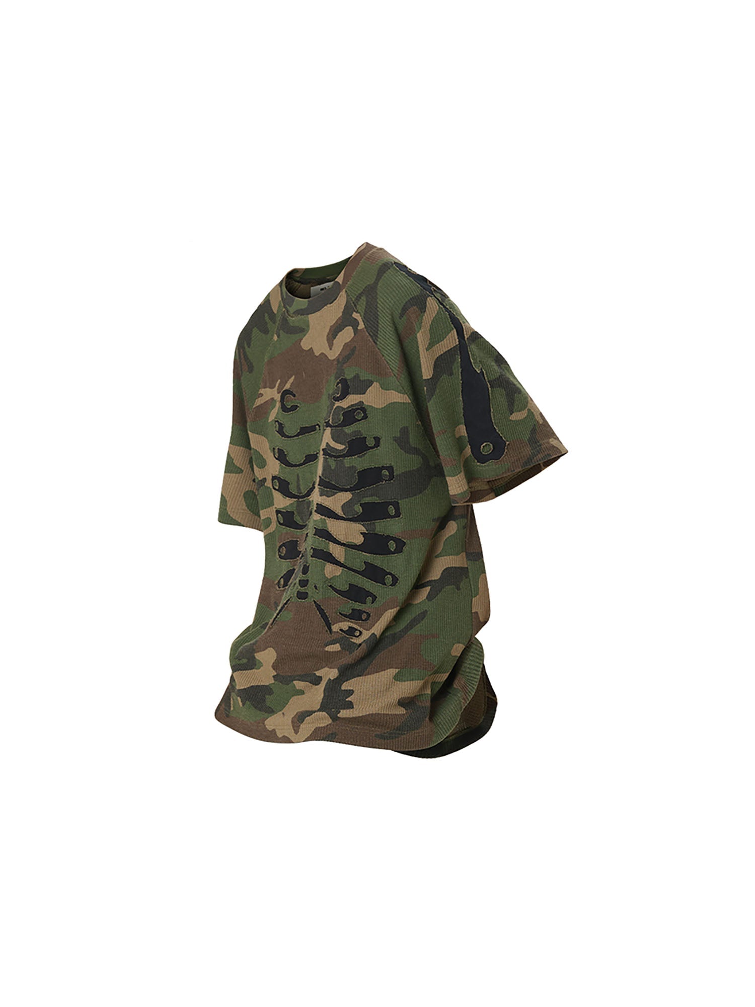 RELABEL Camo Detachable Hood Skeleton Graphic Tee-T Shirt-XS (Preorder)-Free Shipping Leatheretro