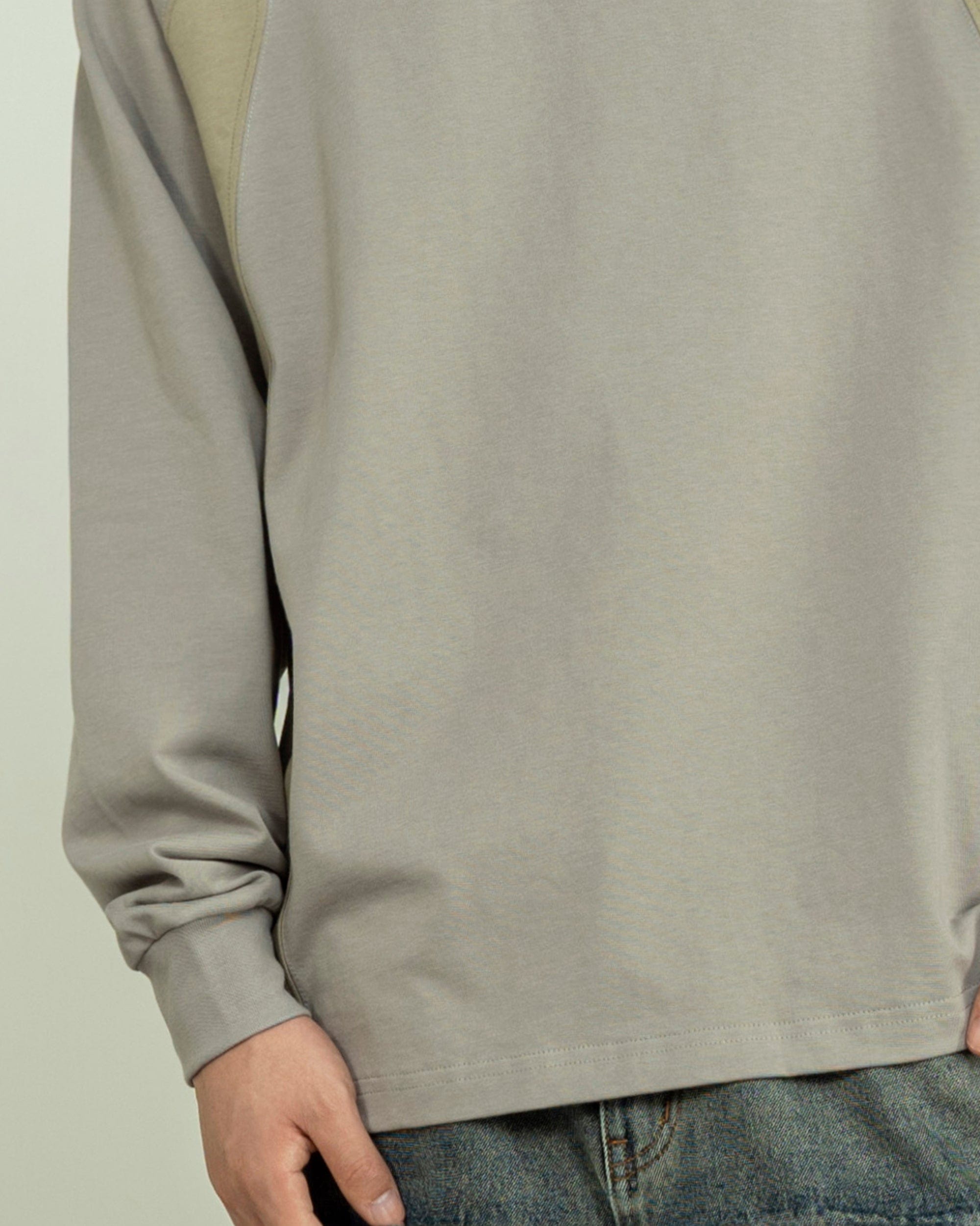MAKEMORE Modern Deconstructed Embroidered Long-Sleeve Tee-L/S Tee-S-Gray-Free Shipping Leatheretro