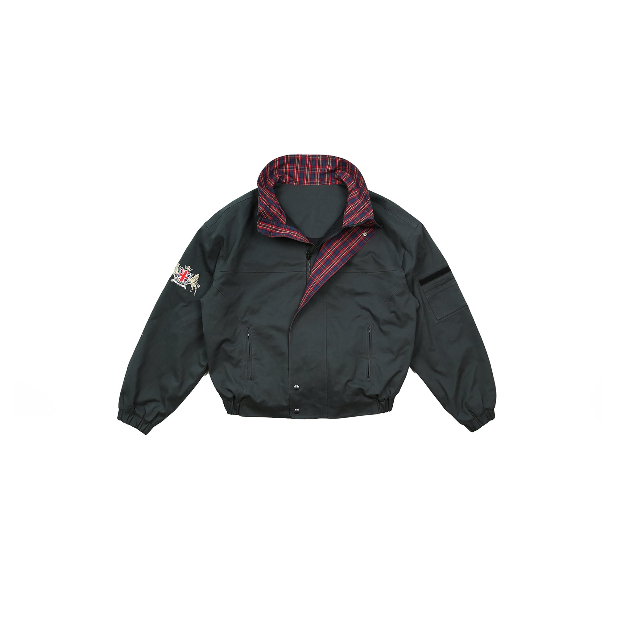 TRECLUB Retro Plaid-Lined Stand-Collar Jacket-Jacket-S (Preorder)-Free Shipping Leatheretro