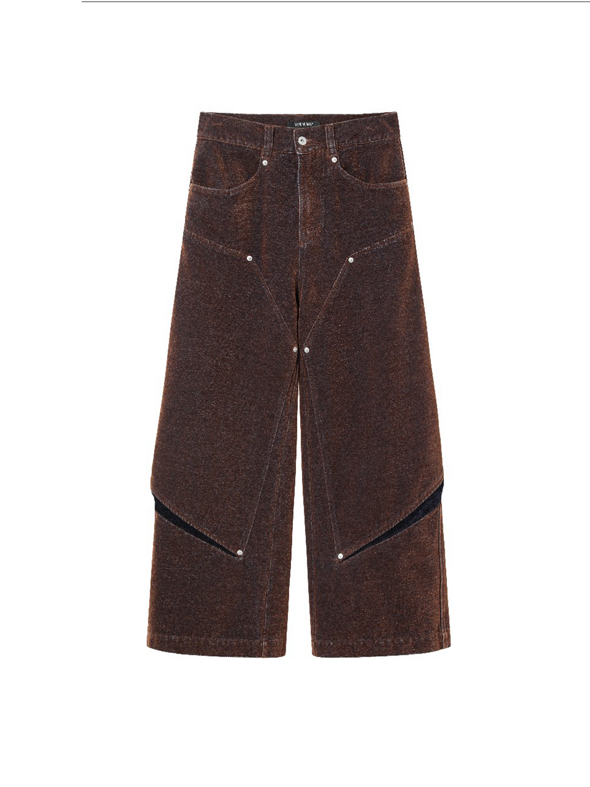 ALVNG AR ANTS Flocked Double-Knee Denim Pants-Pants-S-Brown-Free Shipping Leatheretro