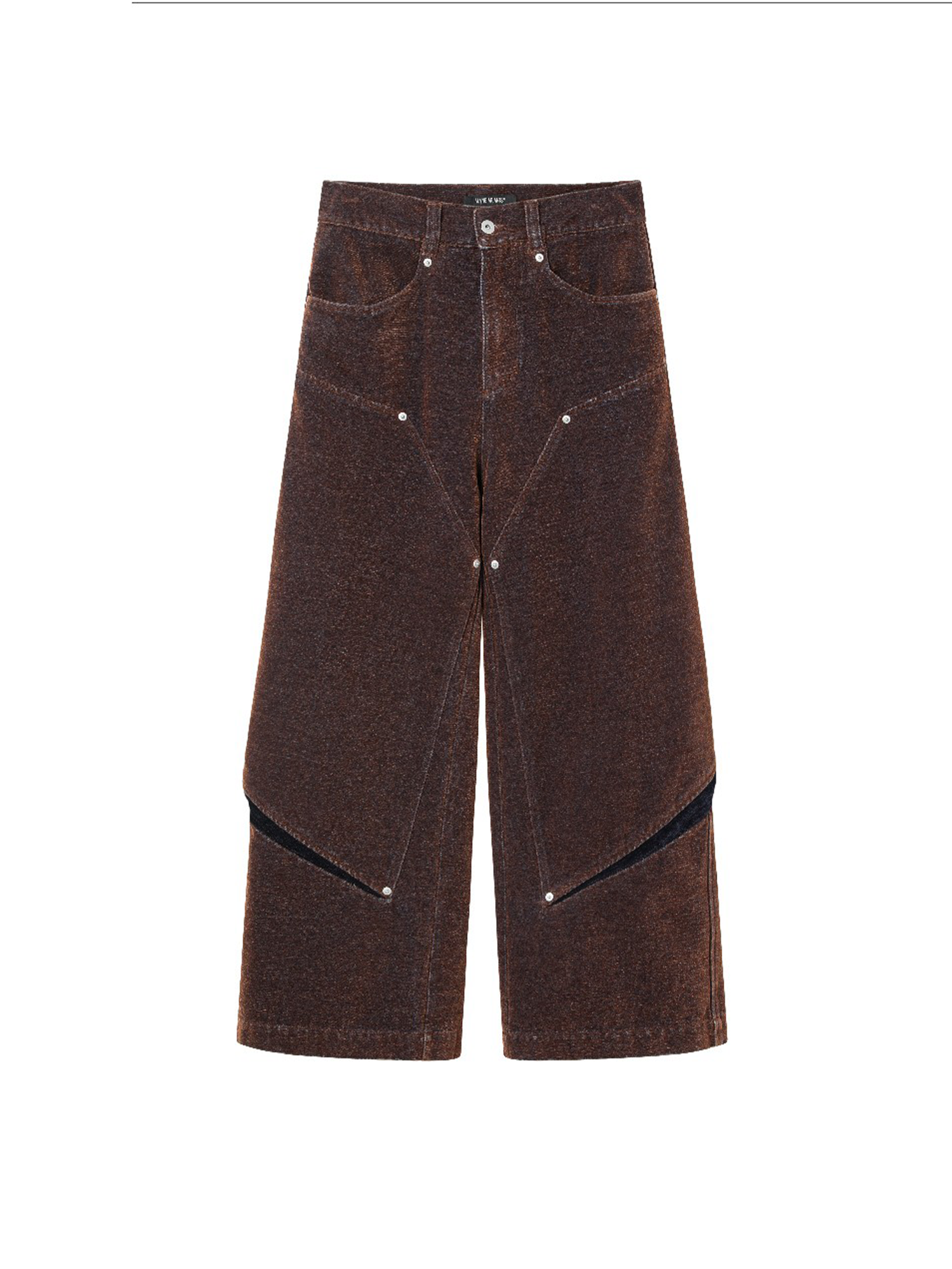 ALVNG AR ANTS Flocked Double-Knee Denim Pants-Pants-S-Brown-Free Shipping Leatheretro