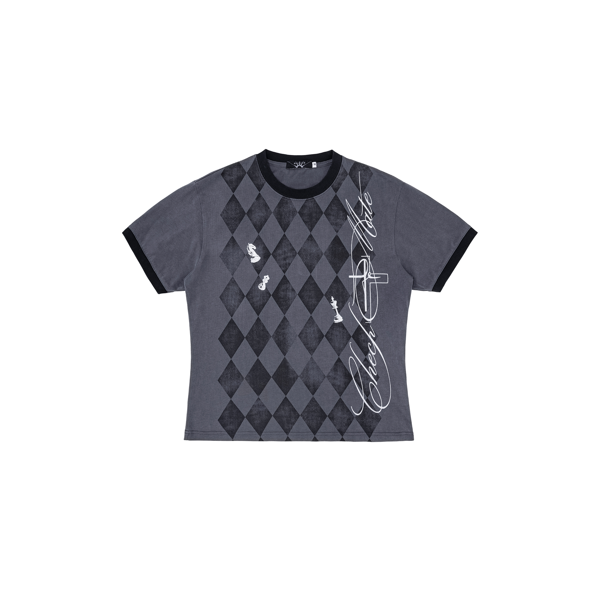 ESAIAS Washed Argyle Graphic T-Shirt-T Shirt-S-Free Shipping Leatheretro