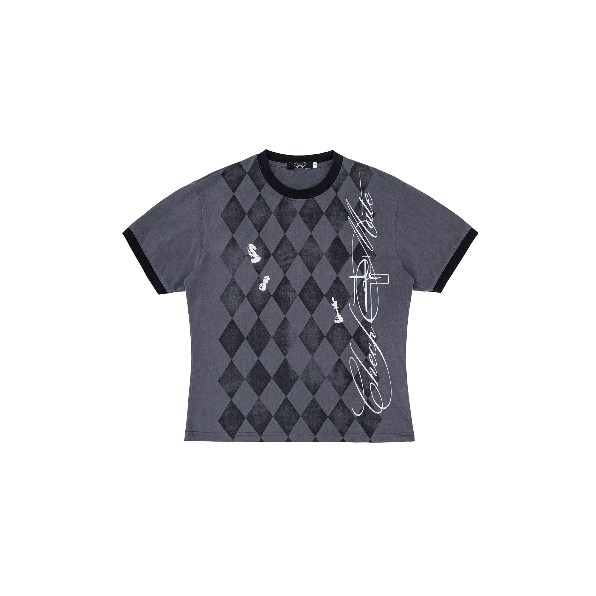 ESAIAS Washed Argyle Graphic T-Shirt-T Shirt-S-Free Shipping Leatheretro