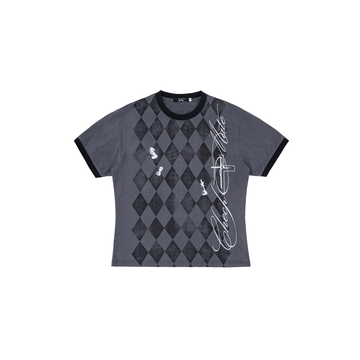 ESAIAS Washed Argyle Graphic T-Shirt-T Shirt-S-Free Shipping Leatheretro
