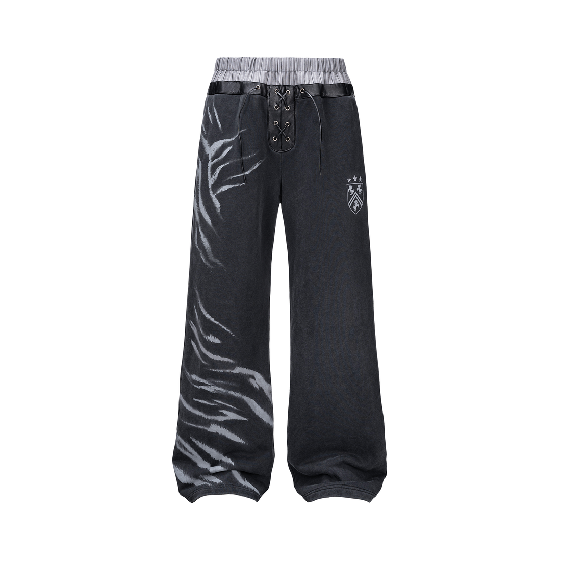 ESAIAS Washed Zebra Print Double-Waist Sweatpants-Pants-S / 28-31"-Free Shipping Leatheretro