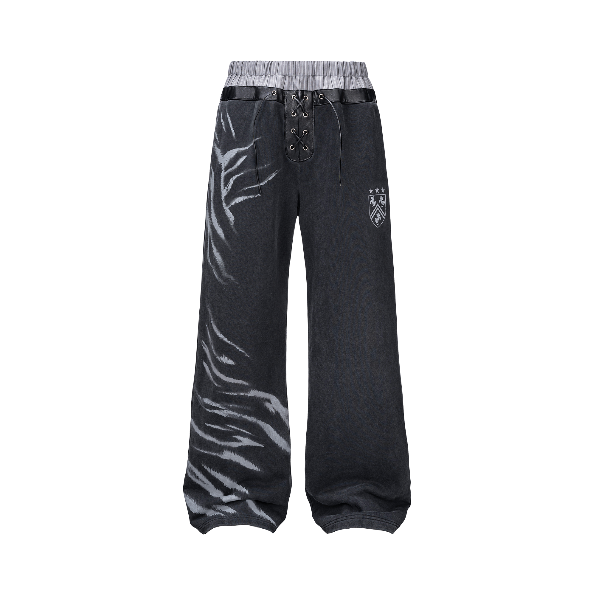 ESAIAS Washed Zebra Print Double-Waist Sweatpants-Pants-S / 28-31"-Free Shipping Leatheretro