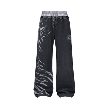 ESAIAS Washed Zebra Print Double-Waist Sweatpants-Pants-S / 28-31"-Free Shipping Leatheretro