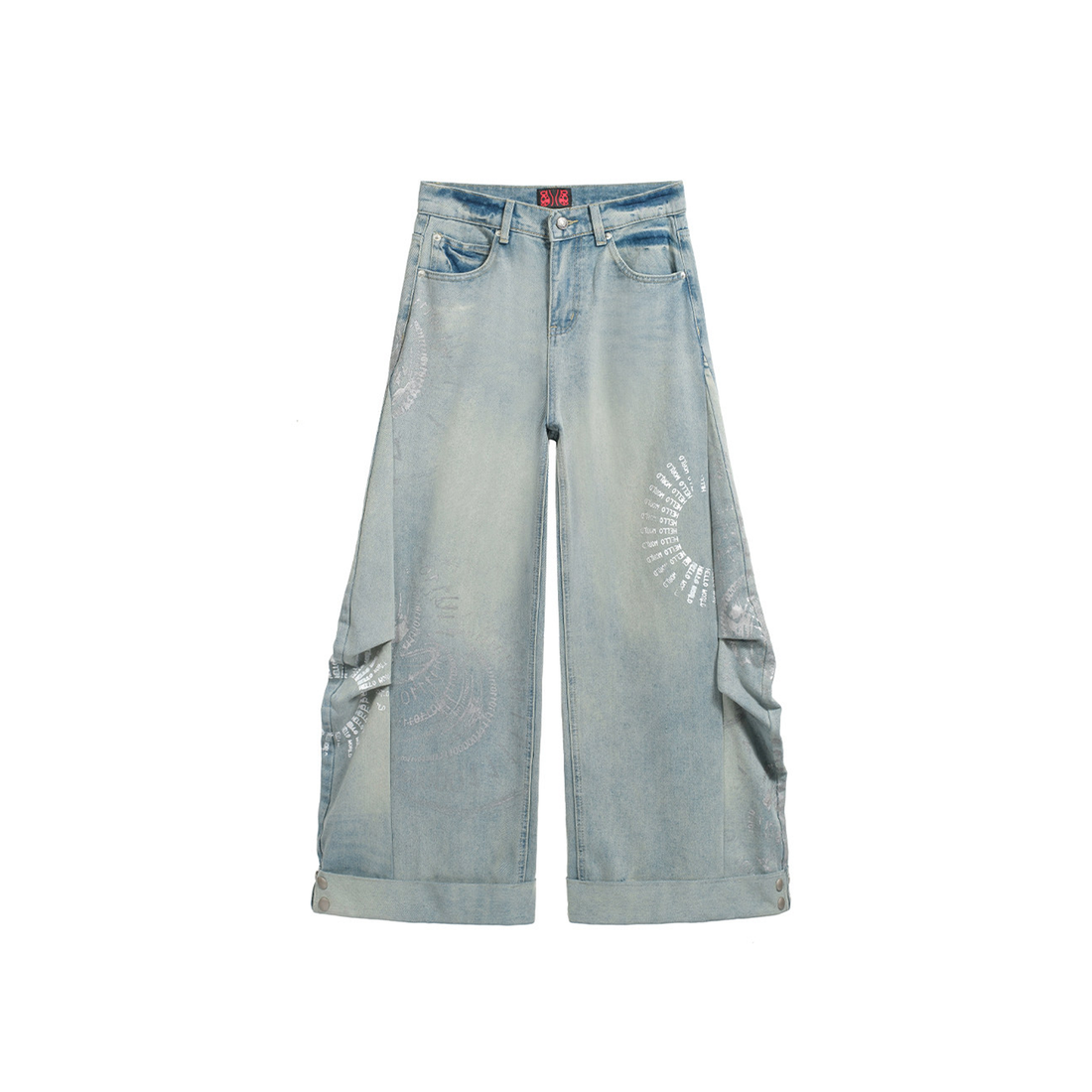 NOTHINGNESS WORLD Washed Pleated Curved Denim Pants-Jeans-S (1)(Preorder)-Free Shipping Leatheretro