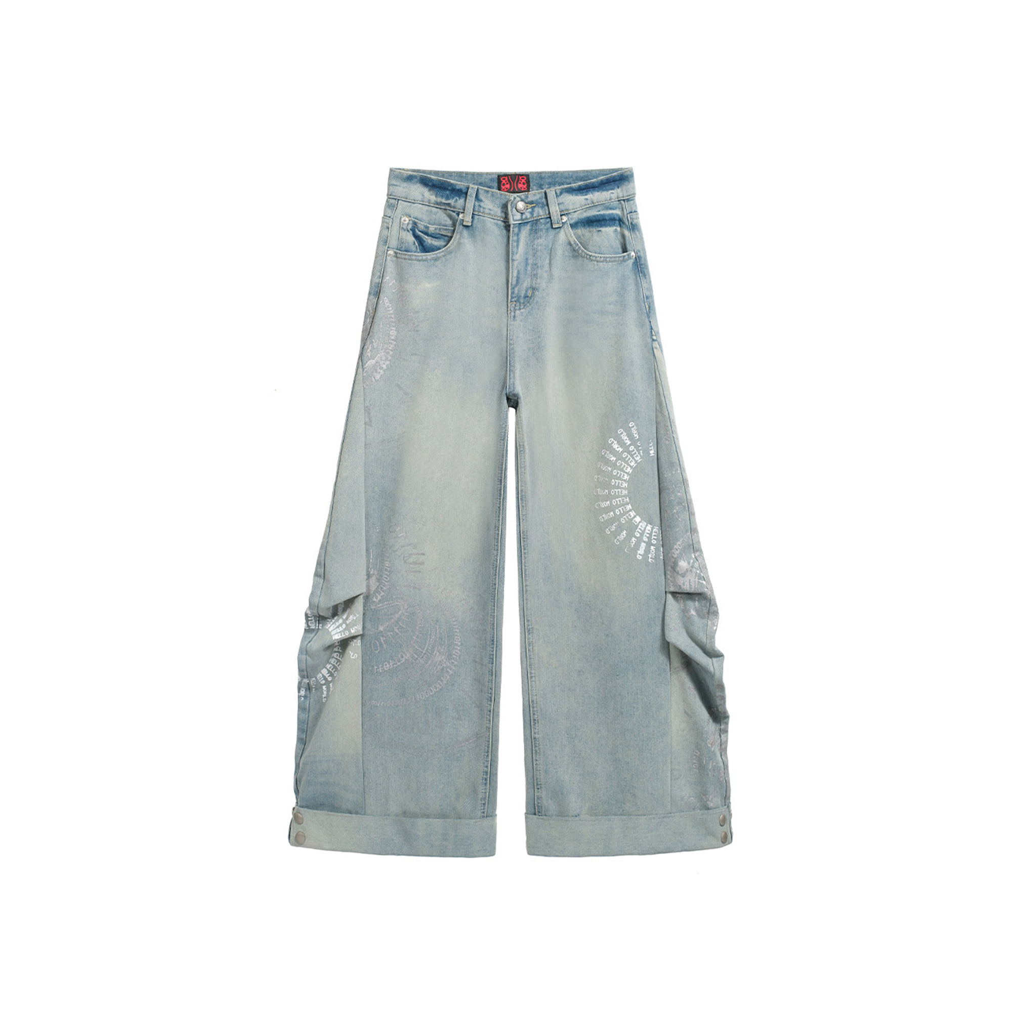 NOTHINGNESS WORLD Washed Pleated Curved Denim Pants-Jeans-S (1)(Preorder)-Free Shipping Leatheretro