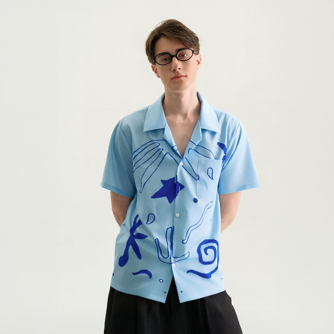 WIID Oceanic Doodle Graphic Half Shirt-Half shirt-M-Free Shipping Leatheretro