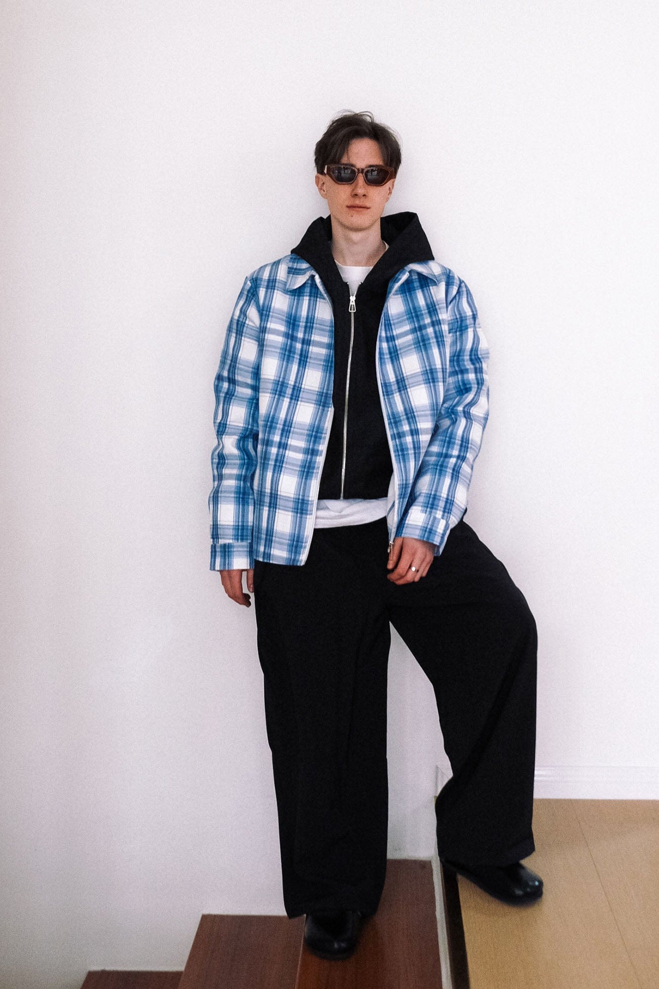 WIID Slanted Pleat Wide-Leg Trousers-Pants-M-Free Shipping Leatheretro