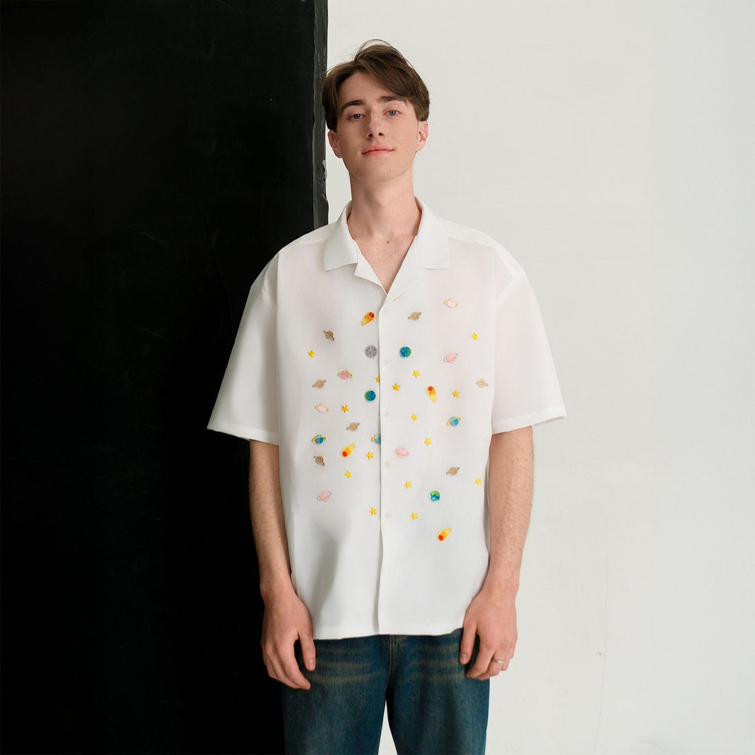 WIID Planet Patch Cuban Half Shirt-Half shirt-M-Free Shipping Leatheretro