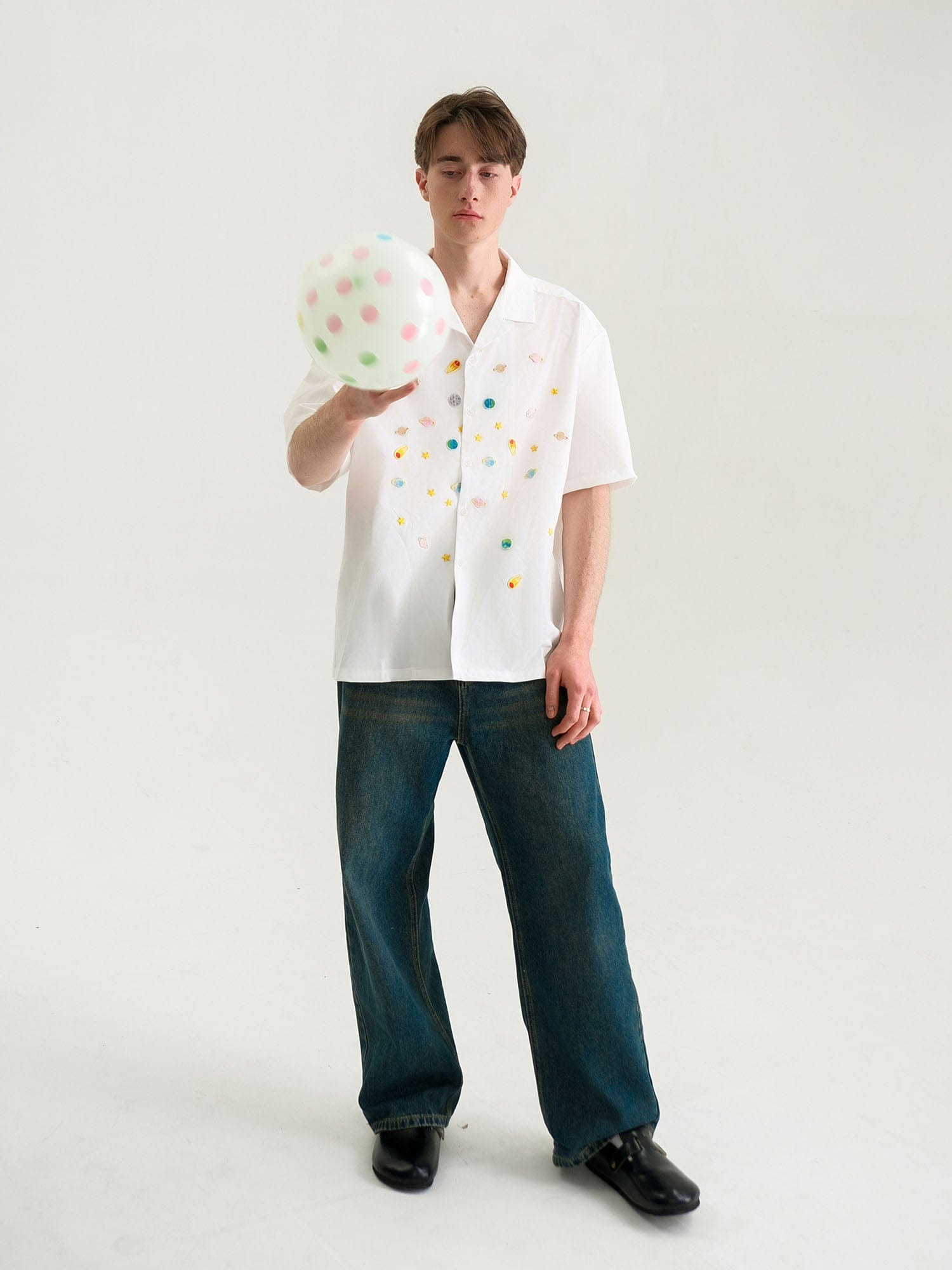 WIID Planet Patch Cuban Half Shirt-Half shirt-M-Free Shipping Leatheretro