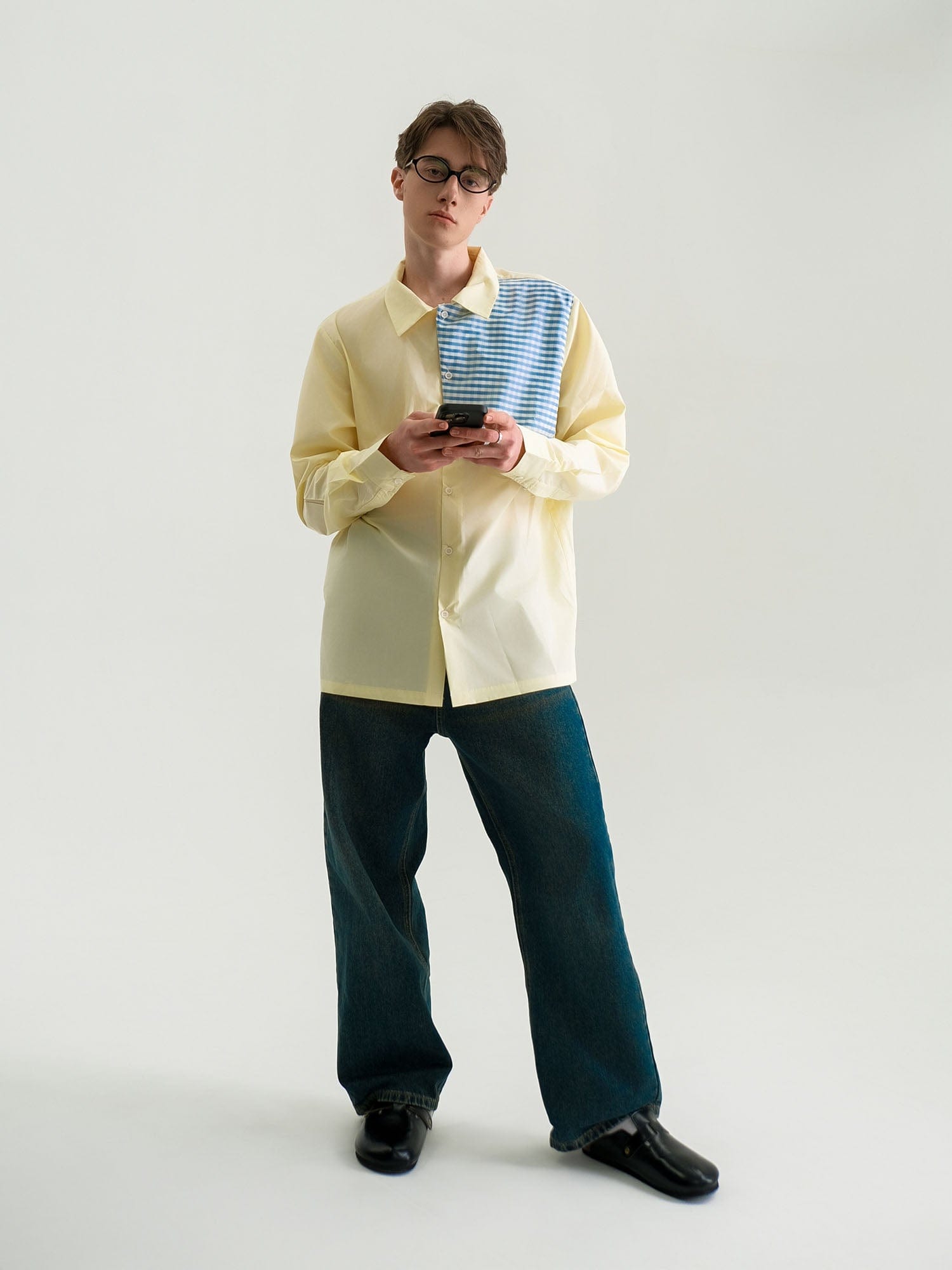 WIID Checks Asymmetrical Patch Shirt-Shirt-M-Free Shipping Leatheretro